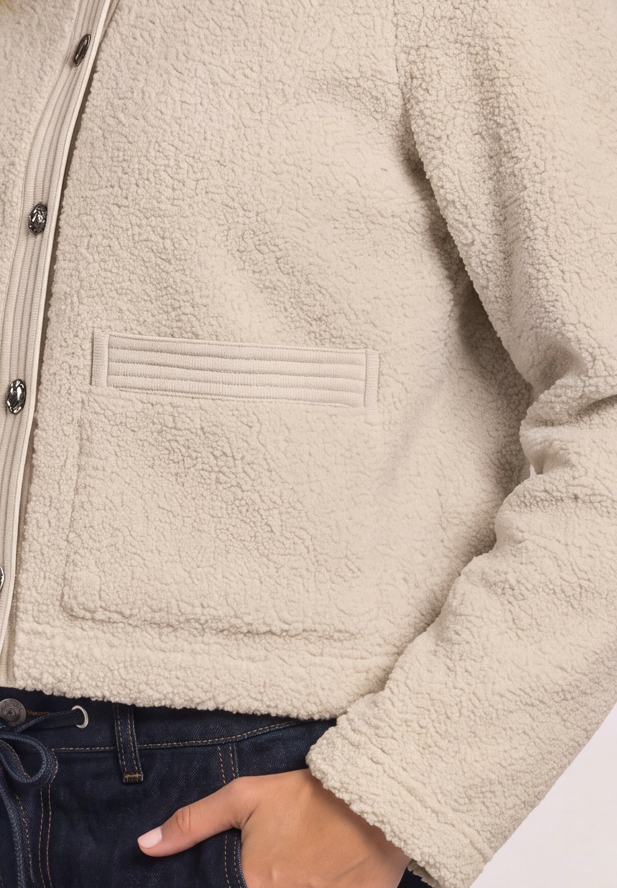 Street One Damen Teddy-Jacke mit Strukturdetails - Sandbeige clay sand