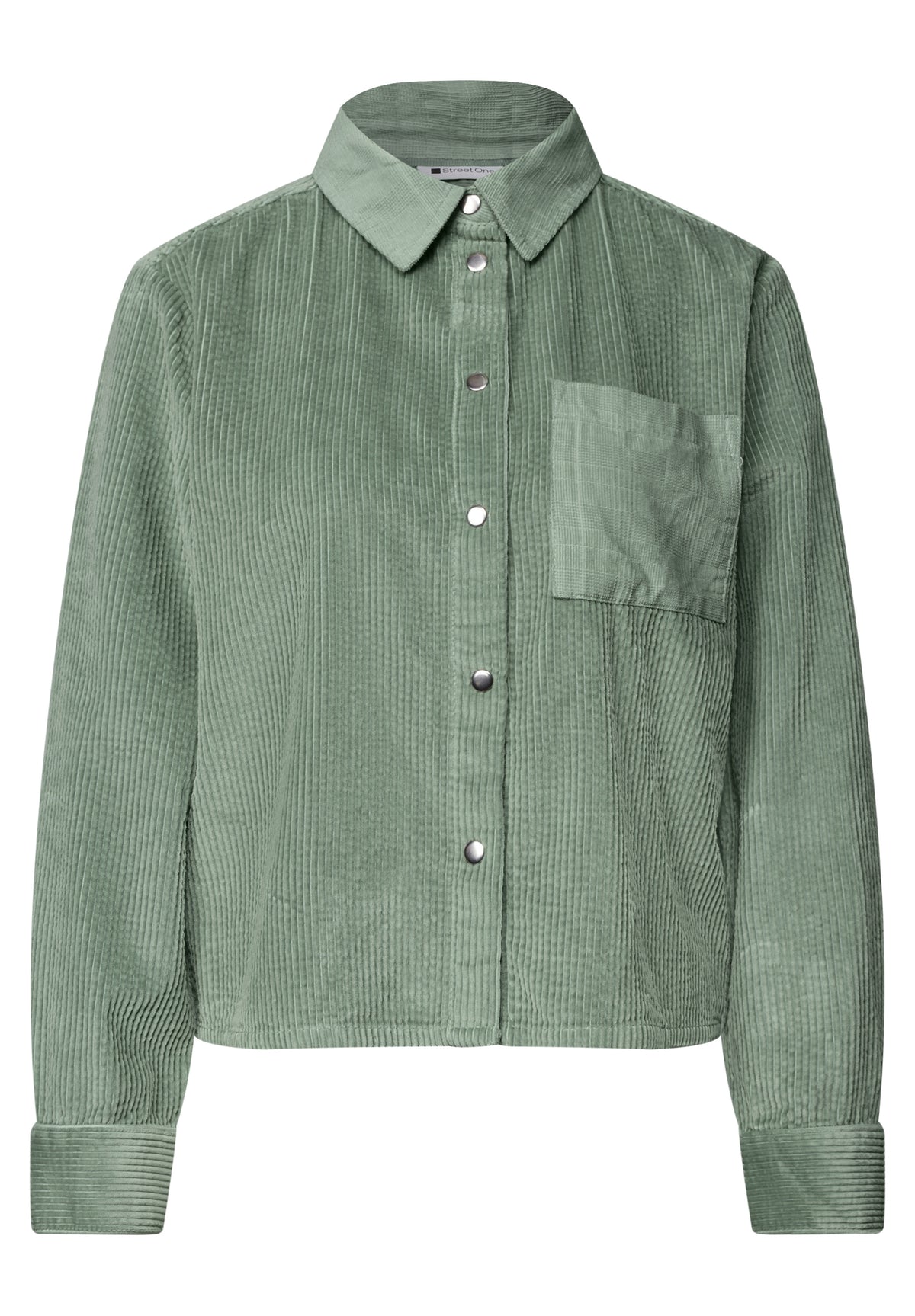Street One Damen Langarm-Hemdbluse mit Cordmix - Eukalyptusgrün eucalyptus green