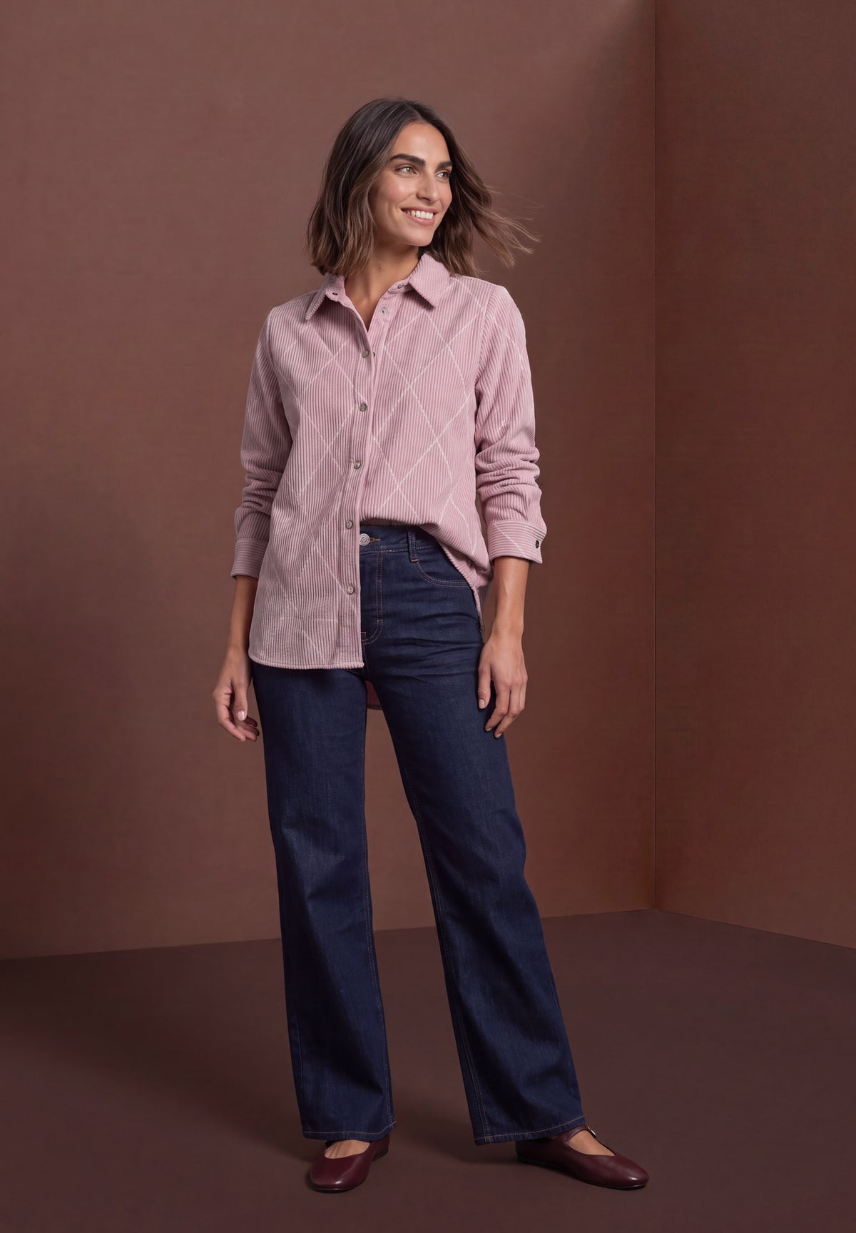 Street One Damen Langarm Hemdbluse mit Karomuster - Rosé quiet rose