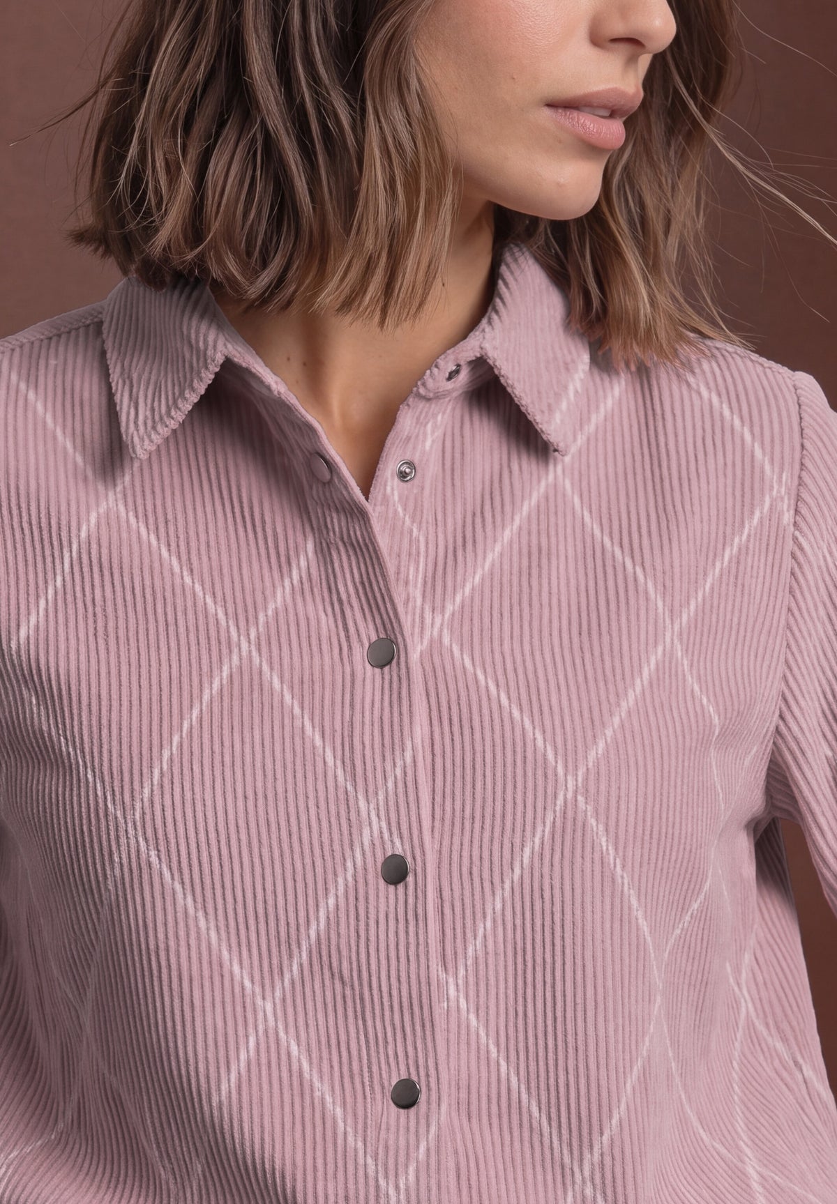 Street One Damen Langarm Hemdbluse mit Karomuster - Rosé quiet rose