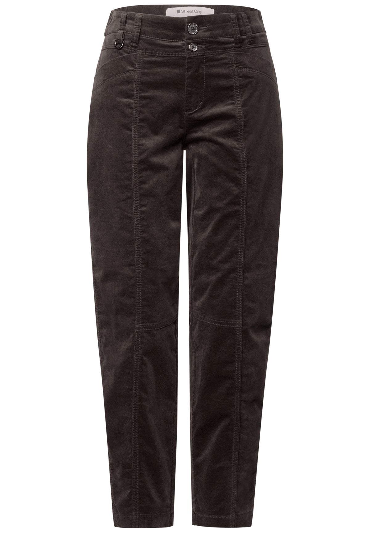 Street One Damen Barrel Leg Cordhose - Dunkelbraun black coffee