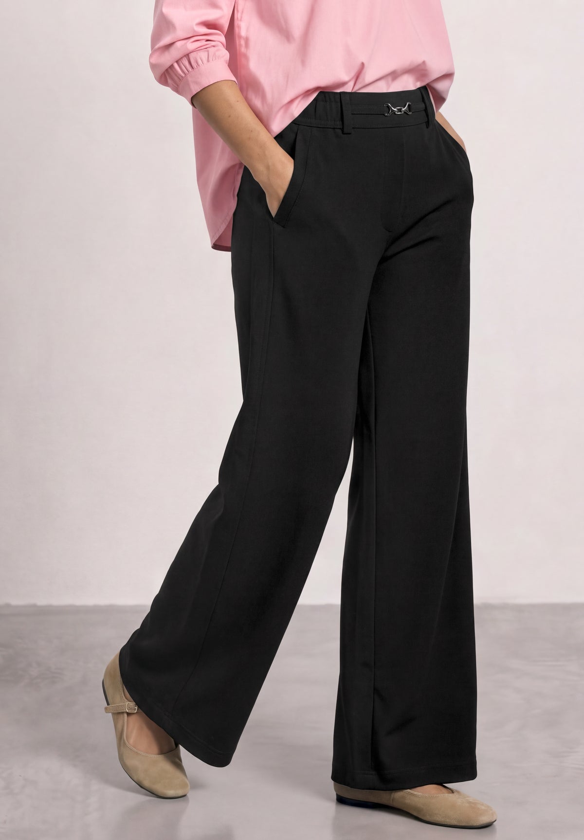 Street One Damen High Waist Straight Leg Hose - Schwarz Black