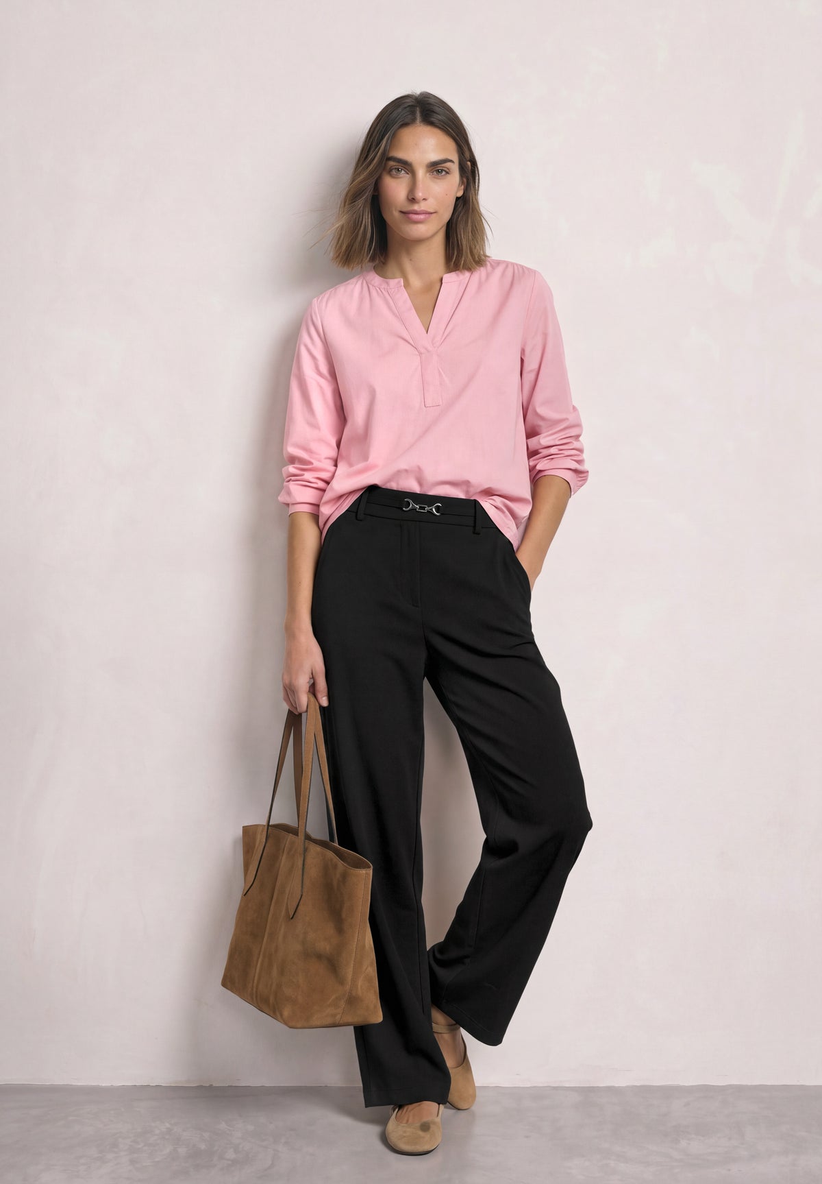 Street One Damen High Waist Straight Leg Hose - Schwarz Black
