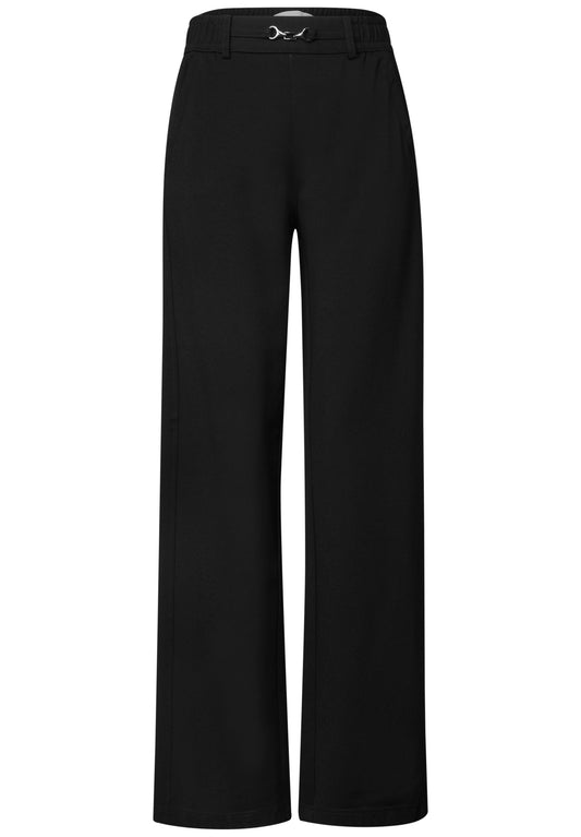 Street One Damen High Waist Straight Leg Hose - Schwarz Black