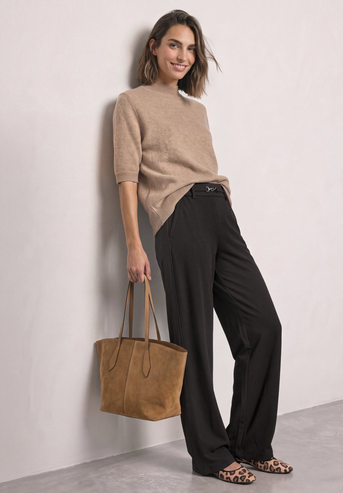Street One Damen High Waist Straight Leg Hose - Dunkelbraun black coffee