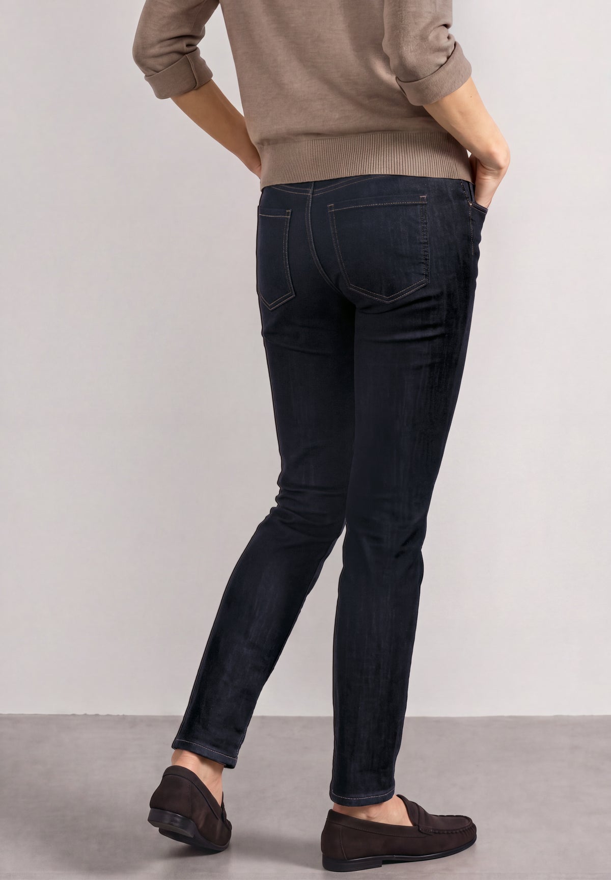 Street One Damen Mid Waist Slim Leg Jeans - Deep Rinse Washed Deep Rinse Washed