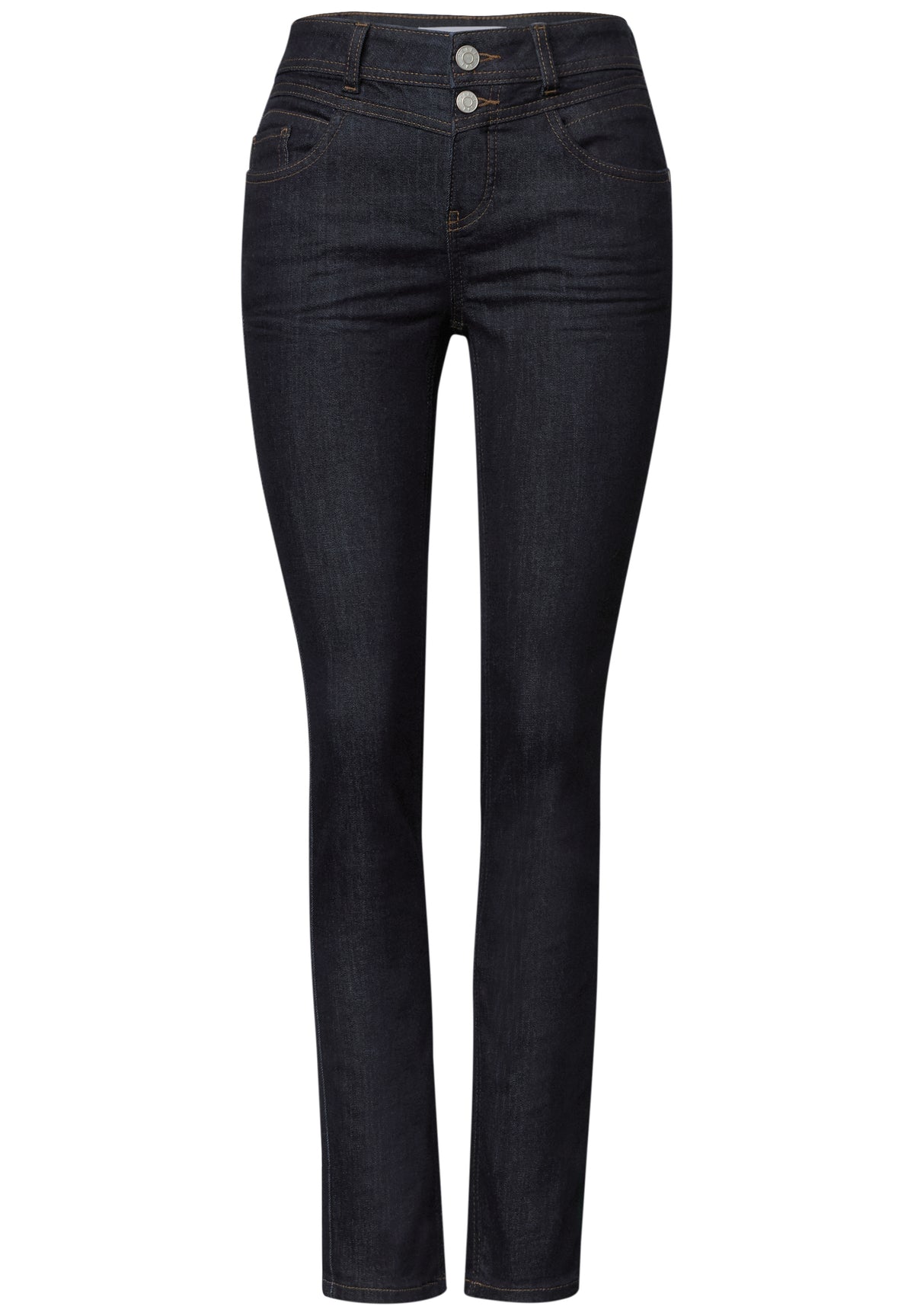 Street One Damen Mid Waist Slim Leg Jeans - Deep Rinse Washed Deep Rinse Washed