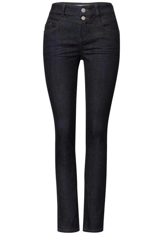 Street One Damen Mid Waist Slim Leg Jeans - Deep Rinse Washed Deep Rinse Washed
