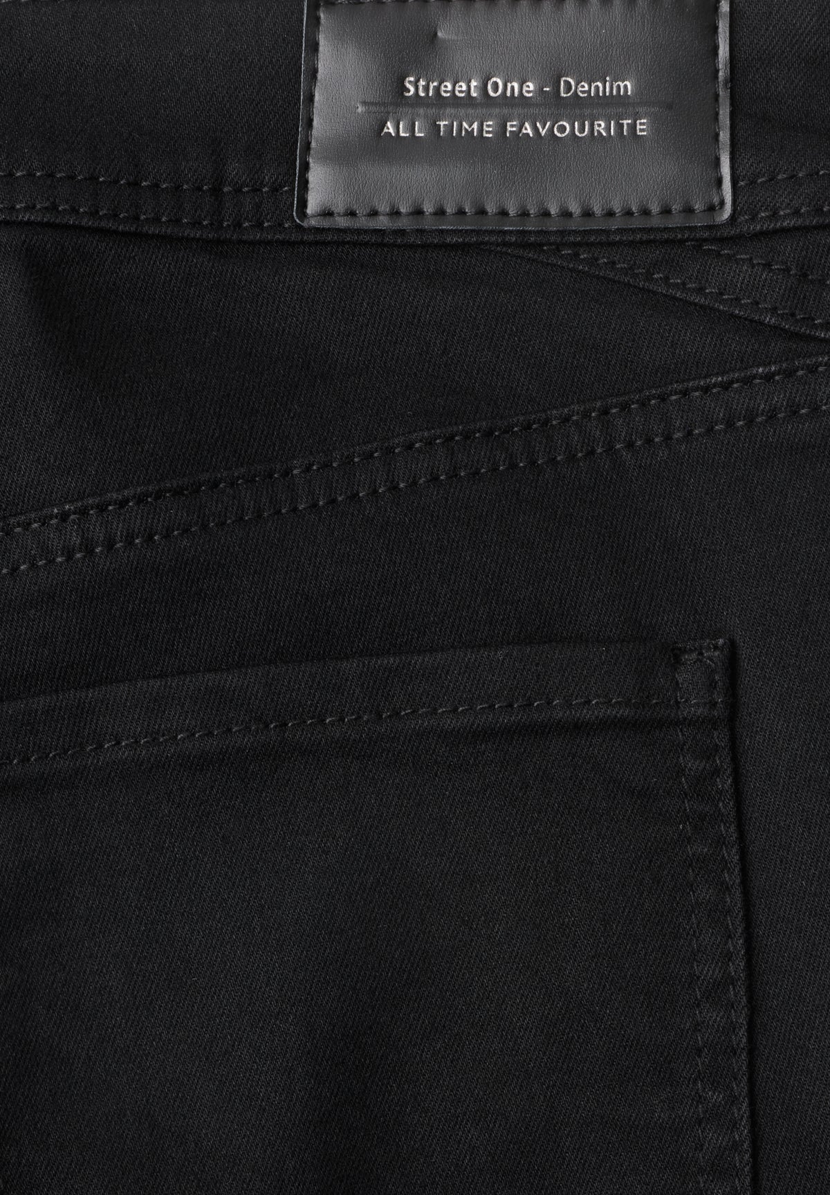 Street One Damen Mid Waist Slim Leg Jeans - Schwarz Black Clean Washed