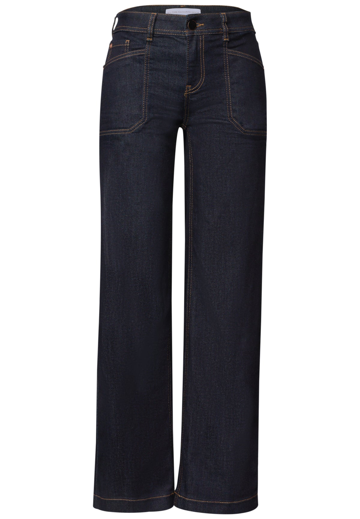 Street One Damen Mid Waist Wide Leg Jeans - Rinse Washed Rinse Washed