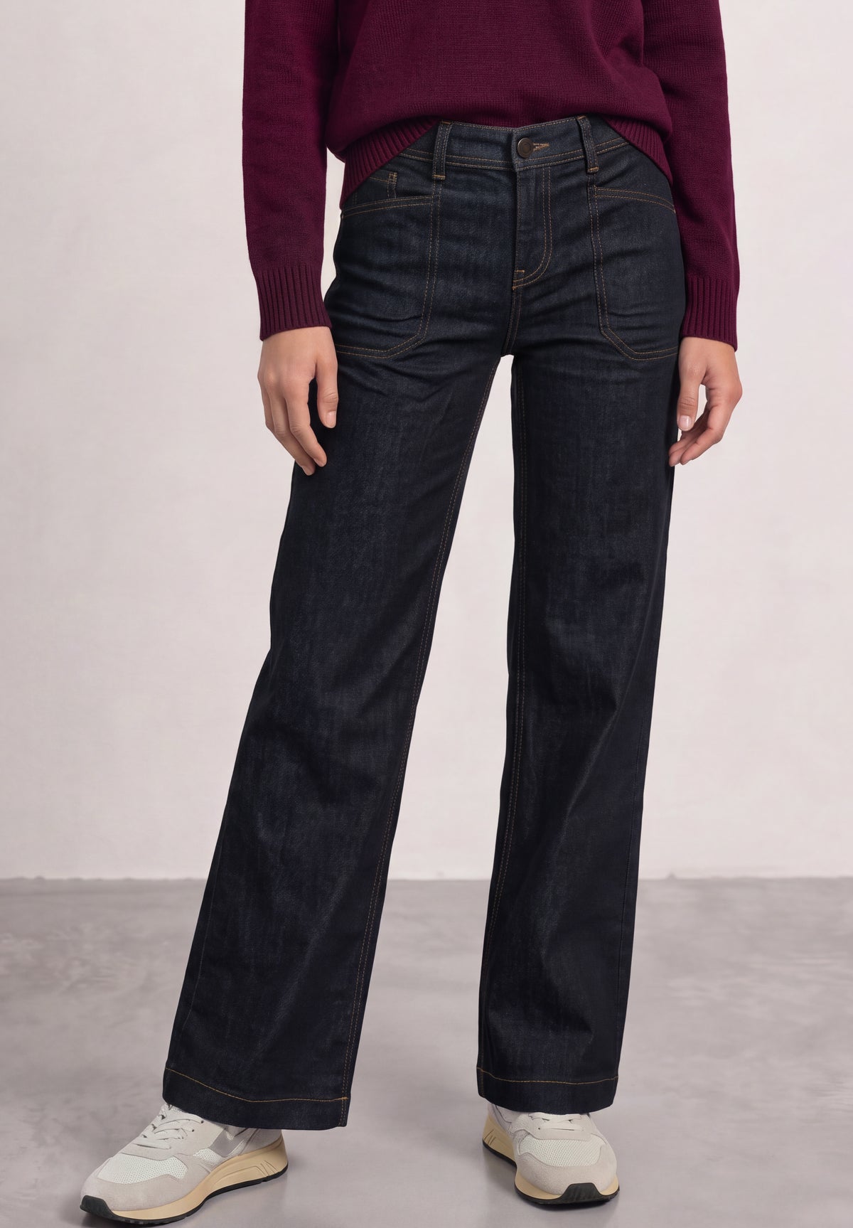 Street One Damen Mid Waist Wide Leg Jeans - Rinse Washed Rinse Washed