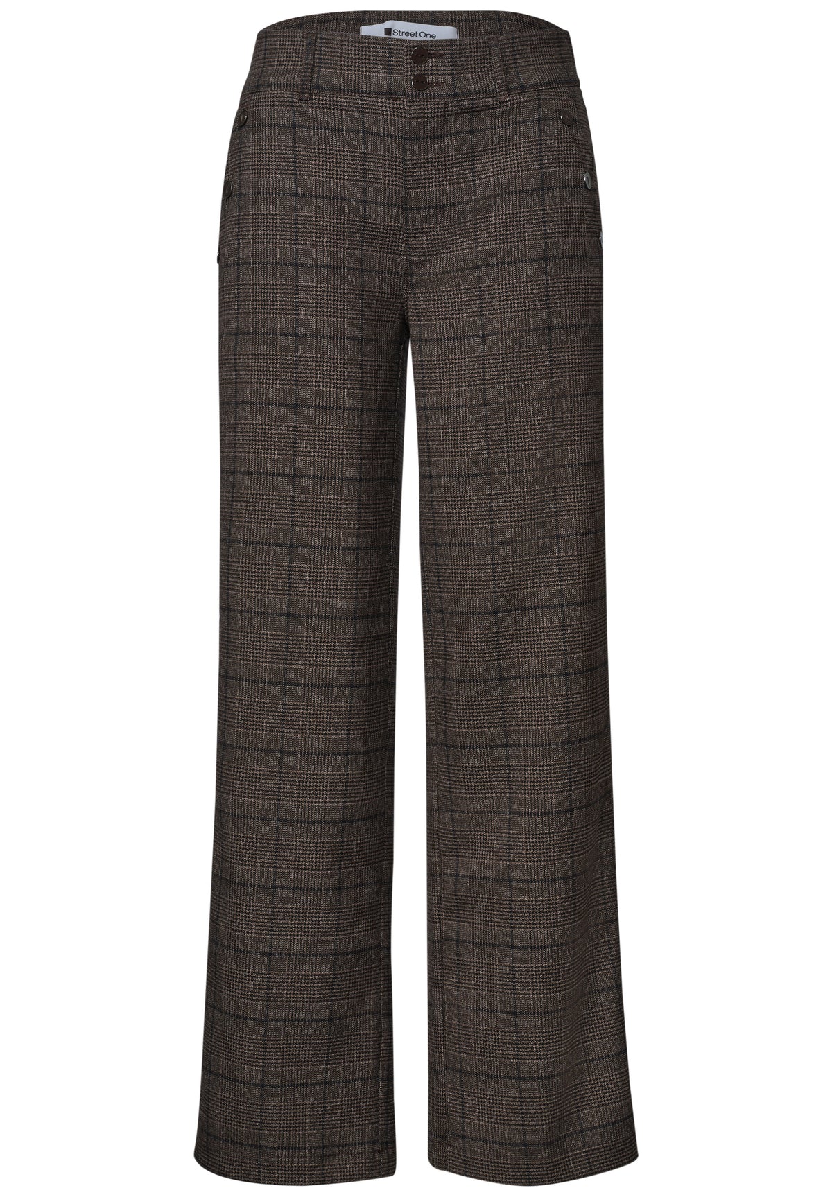 Street One Damen High Waist Straight Leg Hose - Dunkelbraun darkest brown