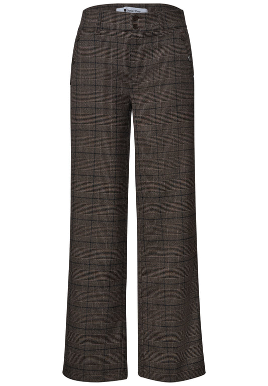 Street One Damen High Waist Straight Leg Hose - Dunkelbraun darkest brown