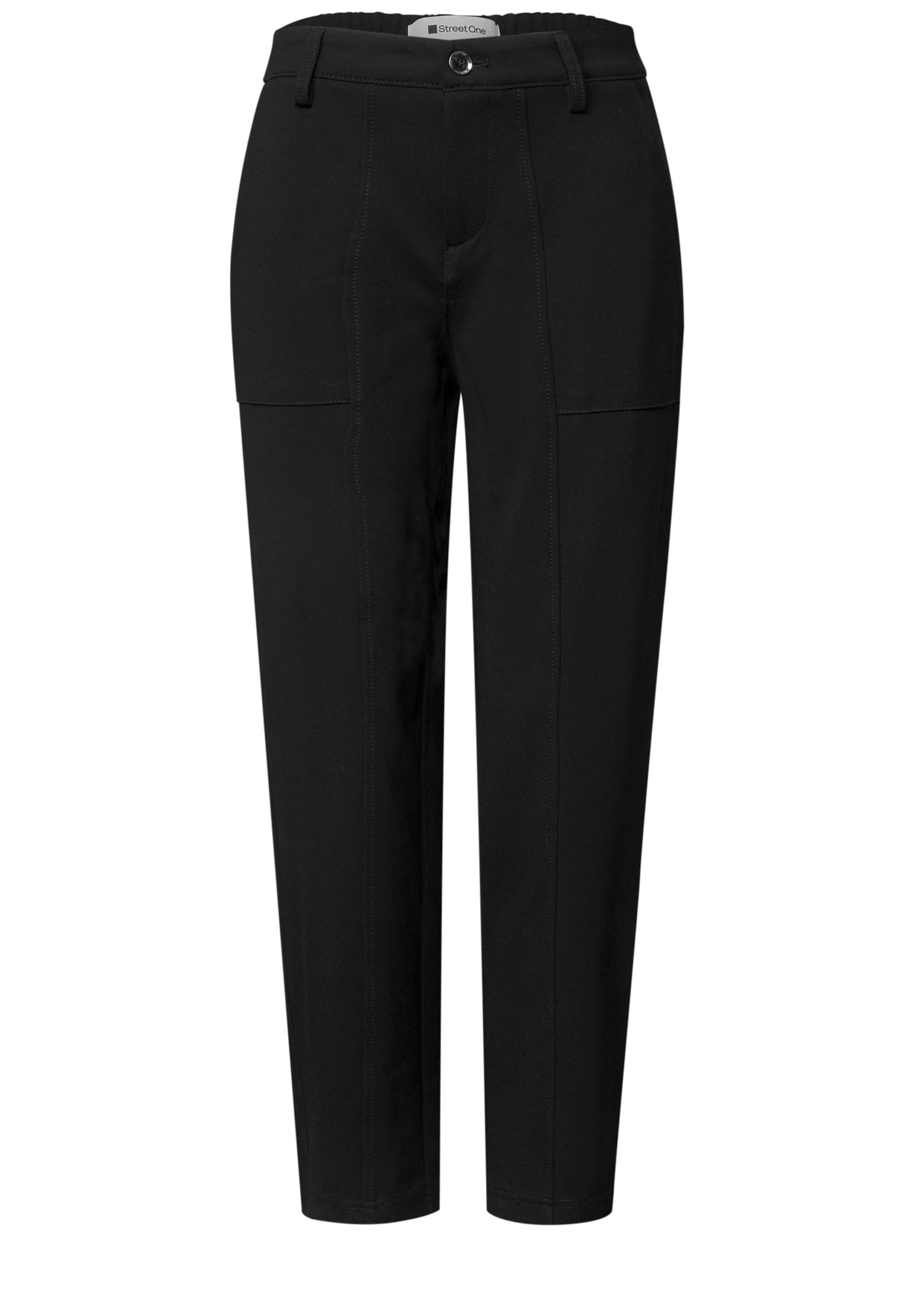 Street One Damen High Waist Barrel Leg Hose - Schwarz Black