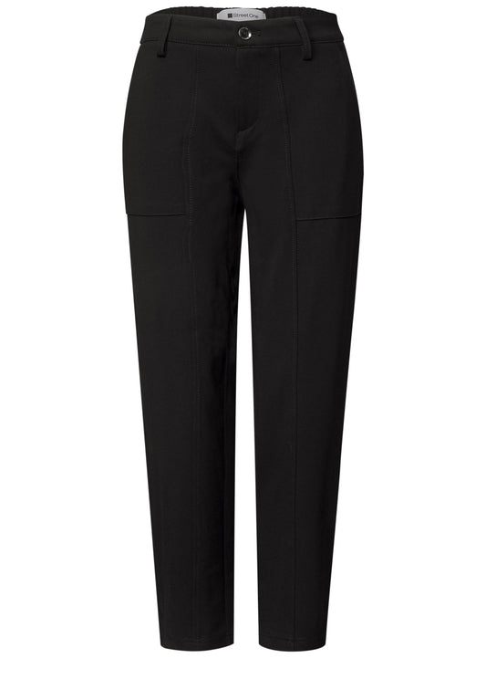 Street One Damen High Waist Barrel Leg Hose - Schwarz Black