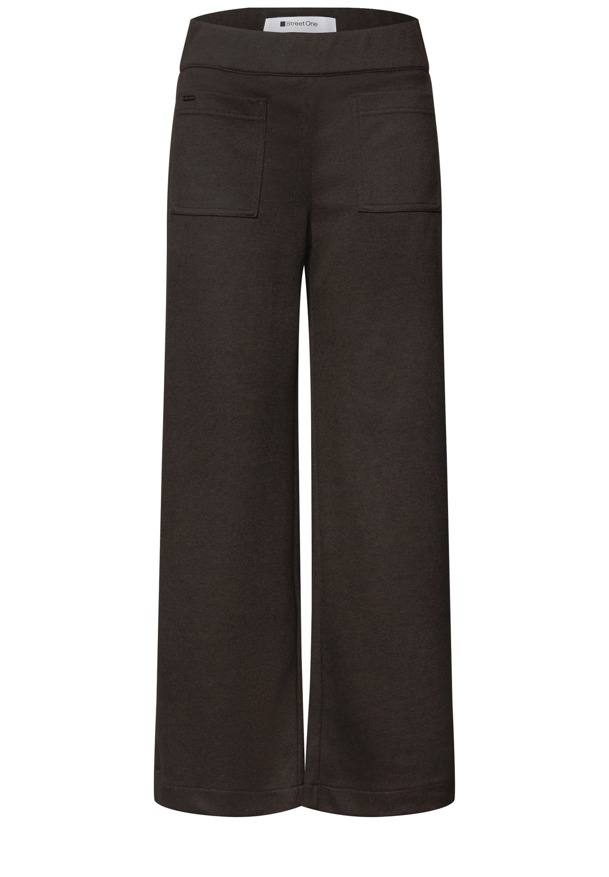 Street One Damen Wide Leg Hose mit aufgesetzten Taschen - Dunkelbraun black coffee