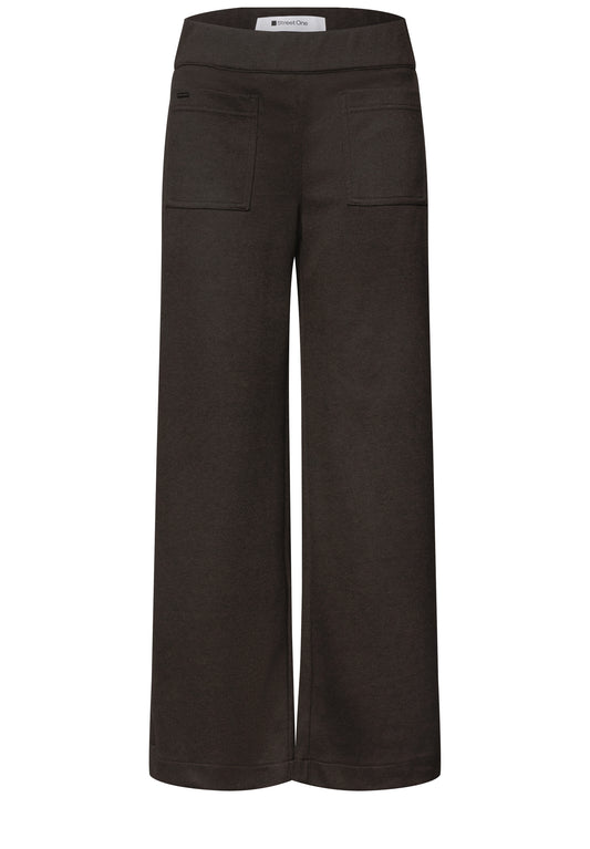 Street One Damen Wide Leg Hose mit aufgesetzten Taschen - Dunkelbraun black coffee