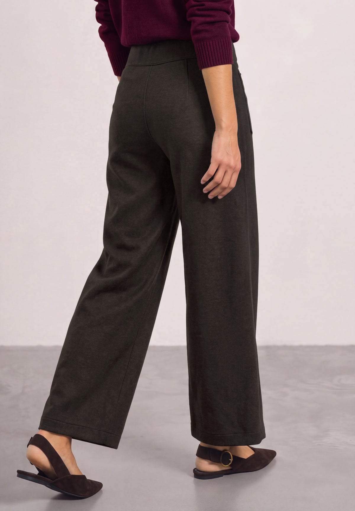 Street One Damen Wide Leg Hose mit aufgesetzten Taschen - Dunkelbraun black coffee