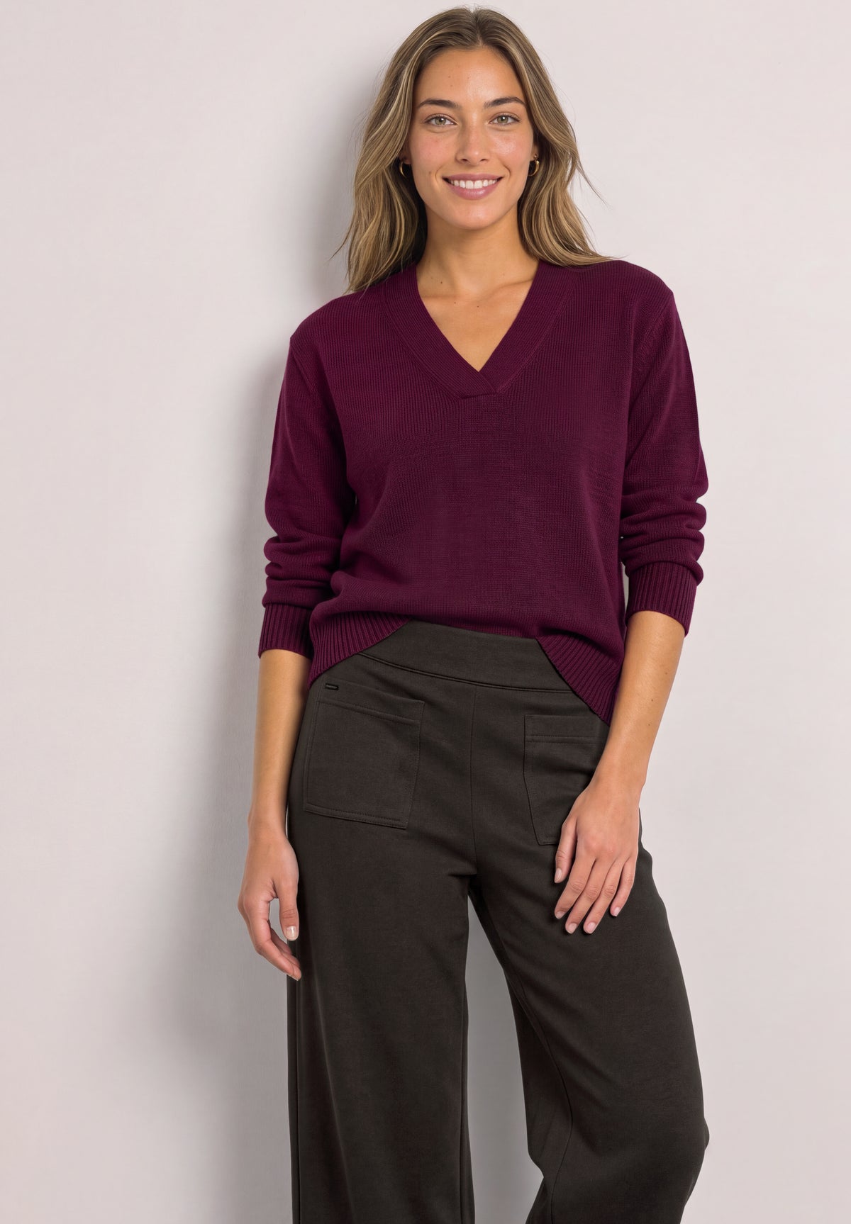 Street One Damen Wide Leg Hose mit aufgesetzten Taschen - Dunkelbraun black coffee