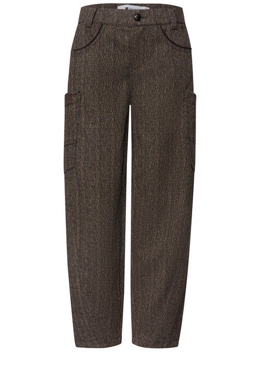 Street One Damen Barrel Leg Hose mit aufgesetzten Taschen - Dunkelbraun black coffee