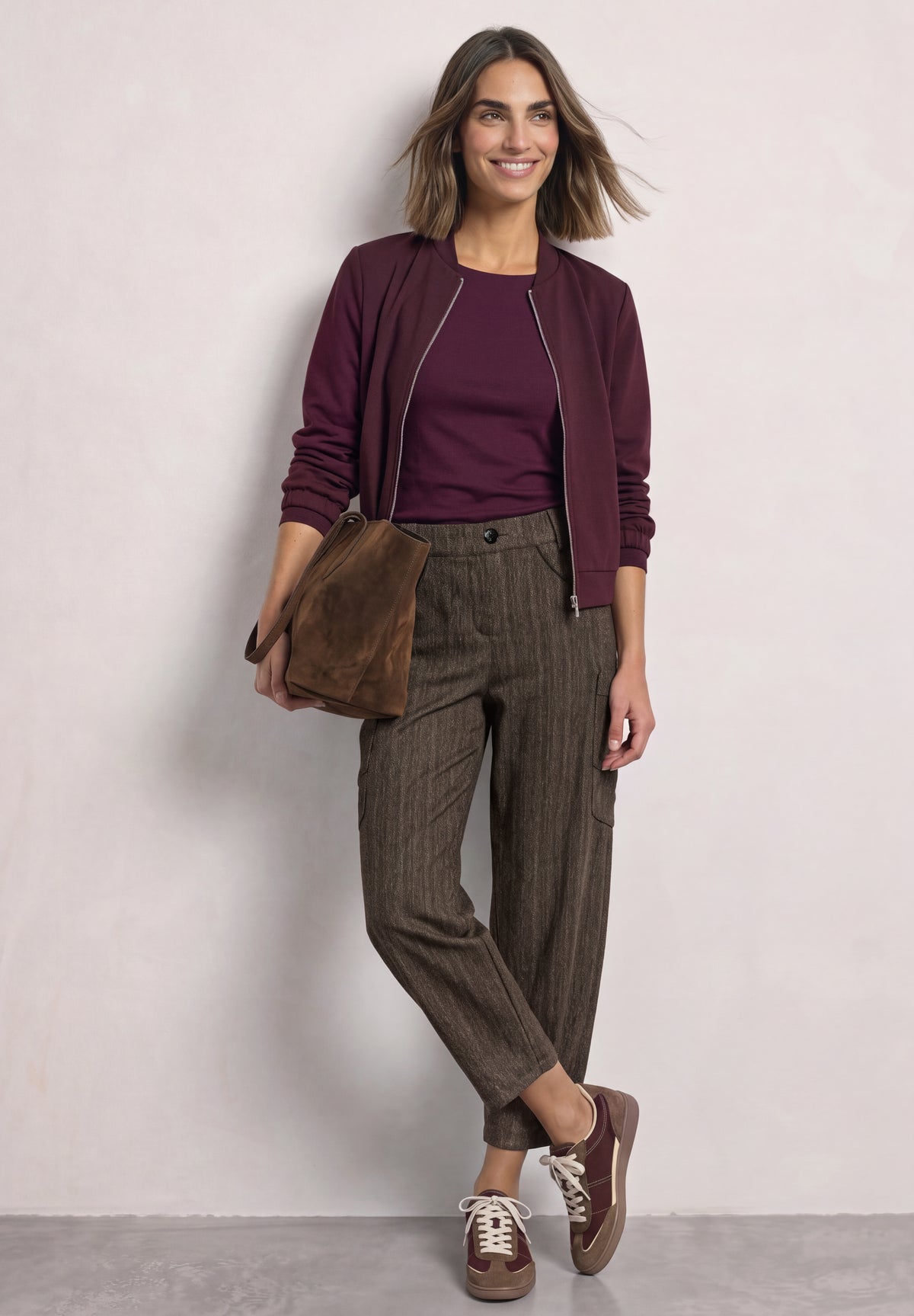 Street One Damen Barrel Leg Hose mit aufgesetzten Taschen - Dunkelbraun black coffee