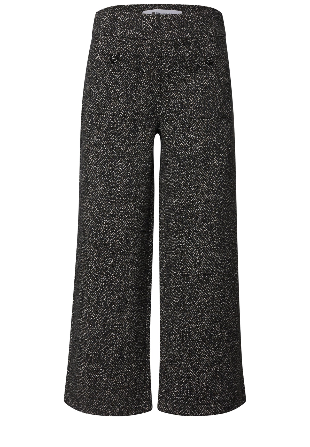 Street One Damen High Waist Wide Leg Hose - Schwarz Black