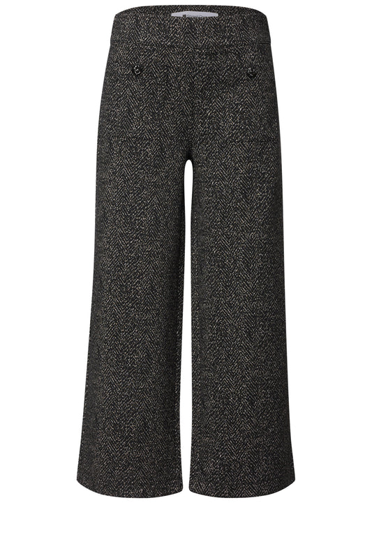 Street One Damen High Waist Wide Leg Hose - Schwarz Black