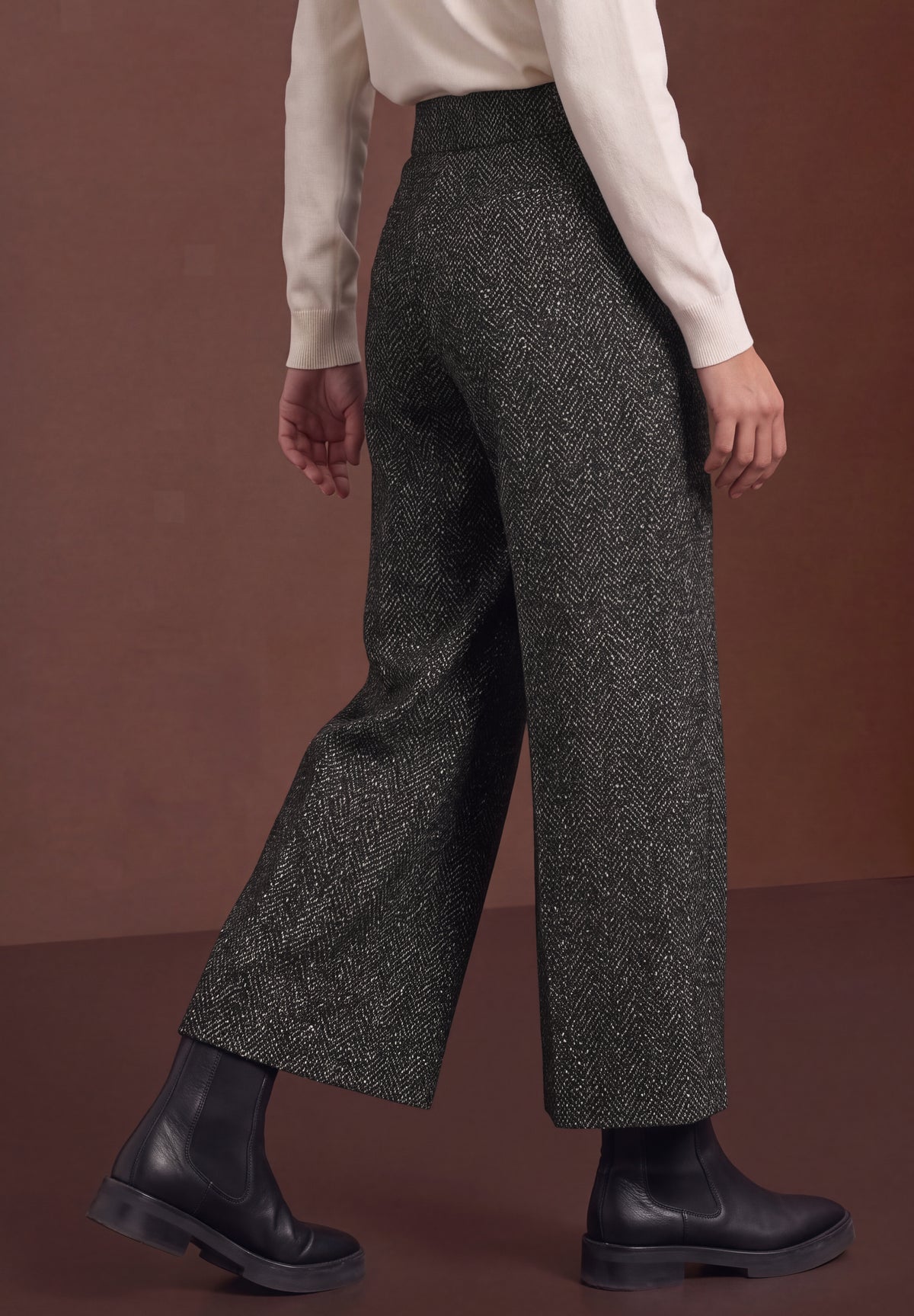 Street One Damen High Waist Wide Leg Hose - Schwarz Black