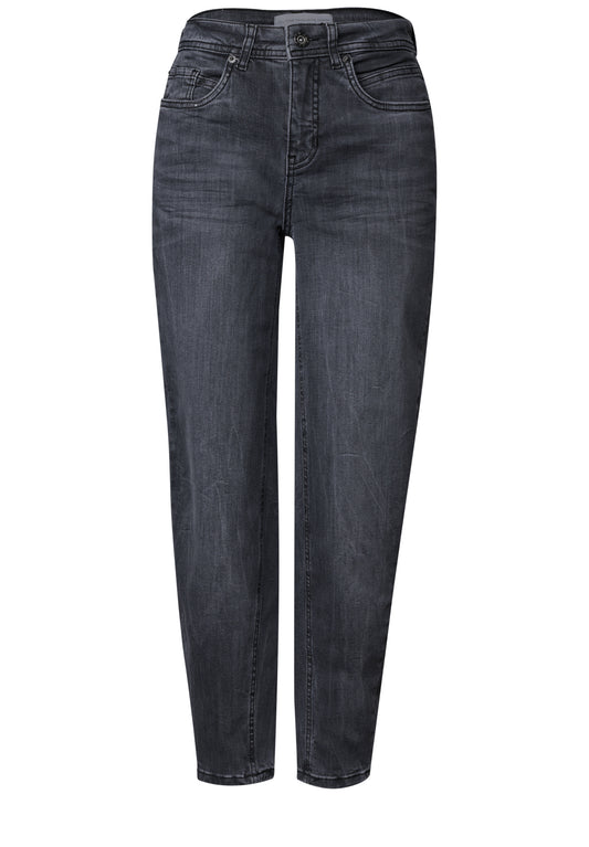 Street One Damen High Waist Barrel Leg Jeans - Stahlgrau gewaschen Steel Grey Washed