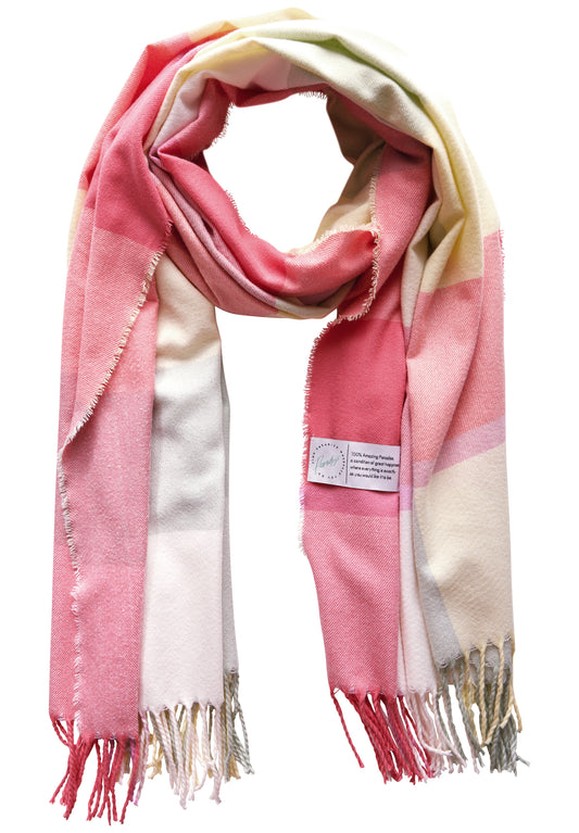 Street One Damen Kuscheliger Madras Schal - Korallrosa coral Pink