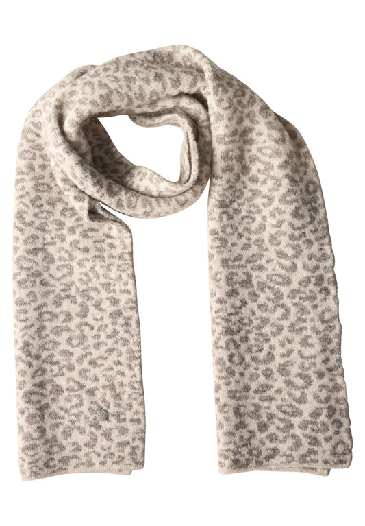 Street One Damen Jacquard-Schal mit Leo-Muster - Beige meliert barley beige mel.