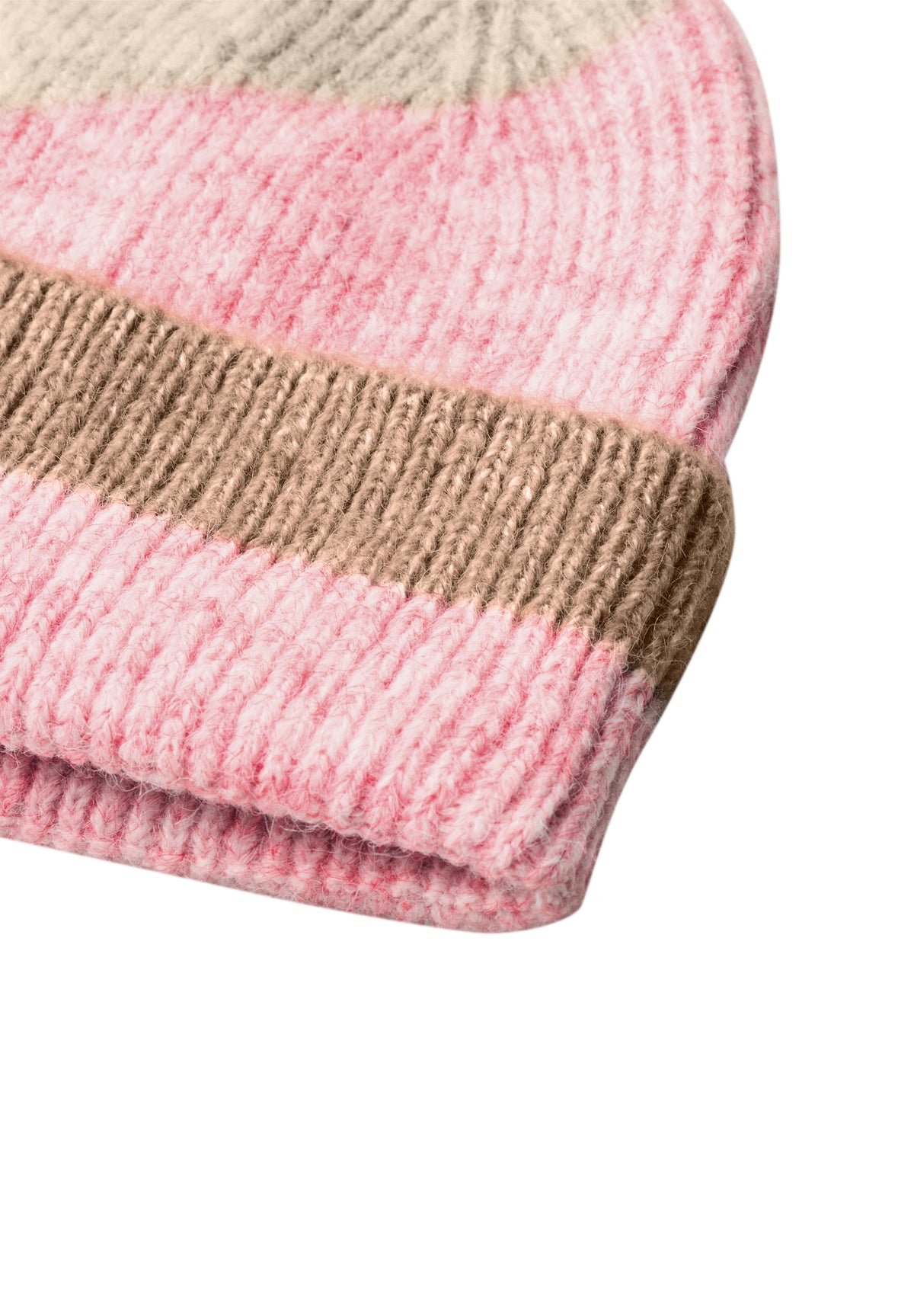 Street One Damen Beanie mit Colorblock-Muster - Rosé meliert warm blush mel.