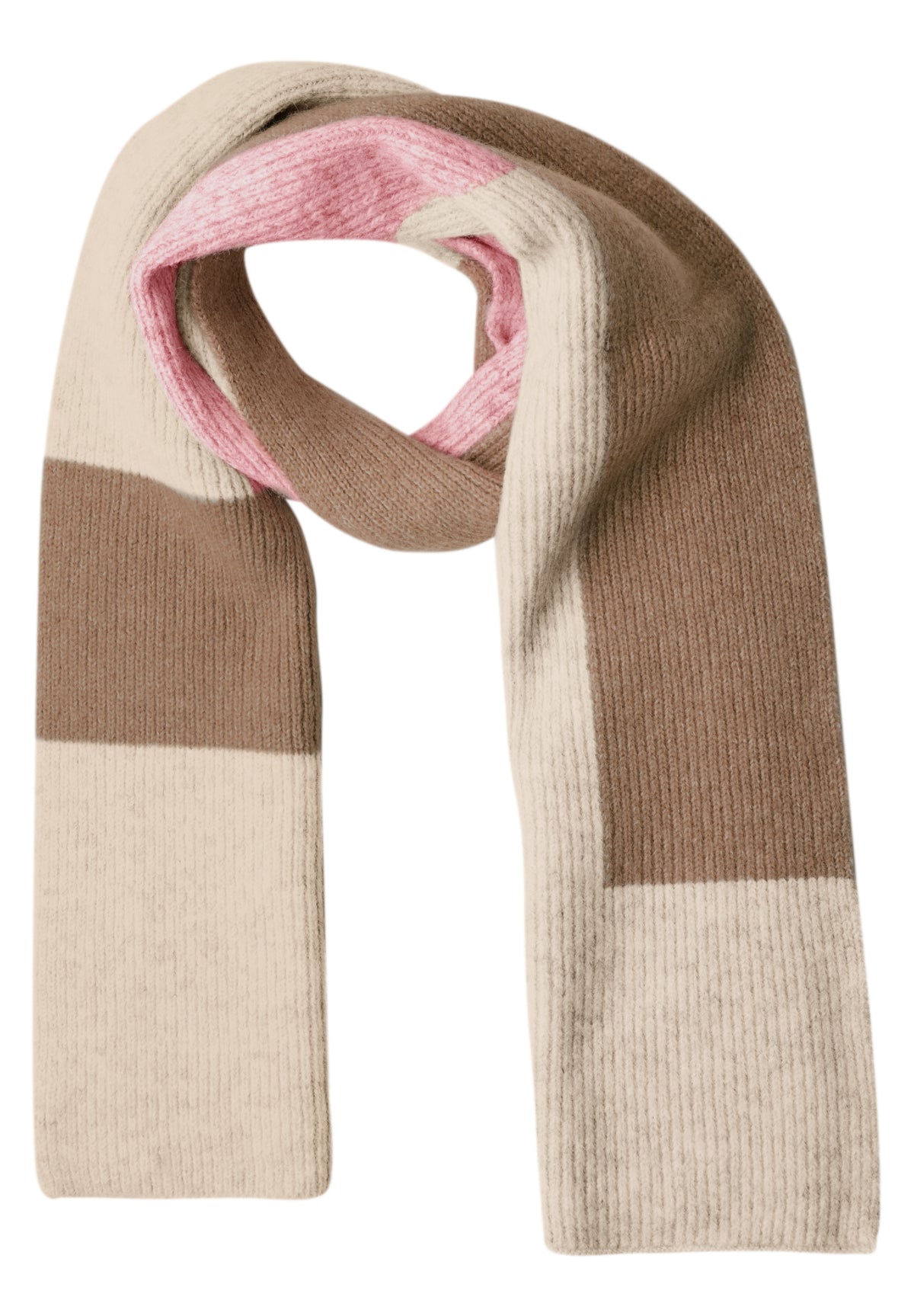 Street One Damen Schal mit Colorblock-Muster - Rosé meliert warm blush mel.