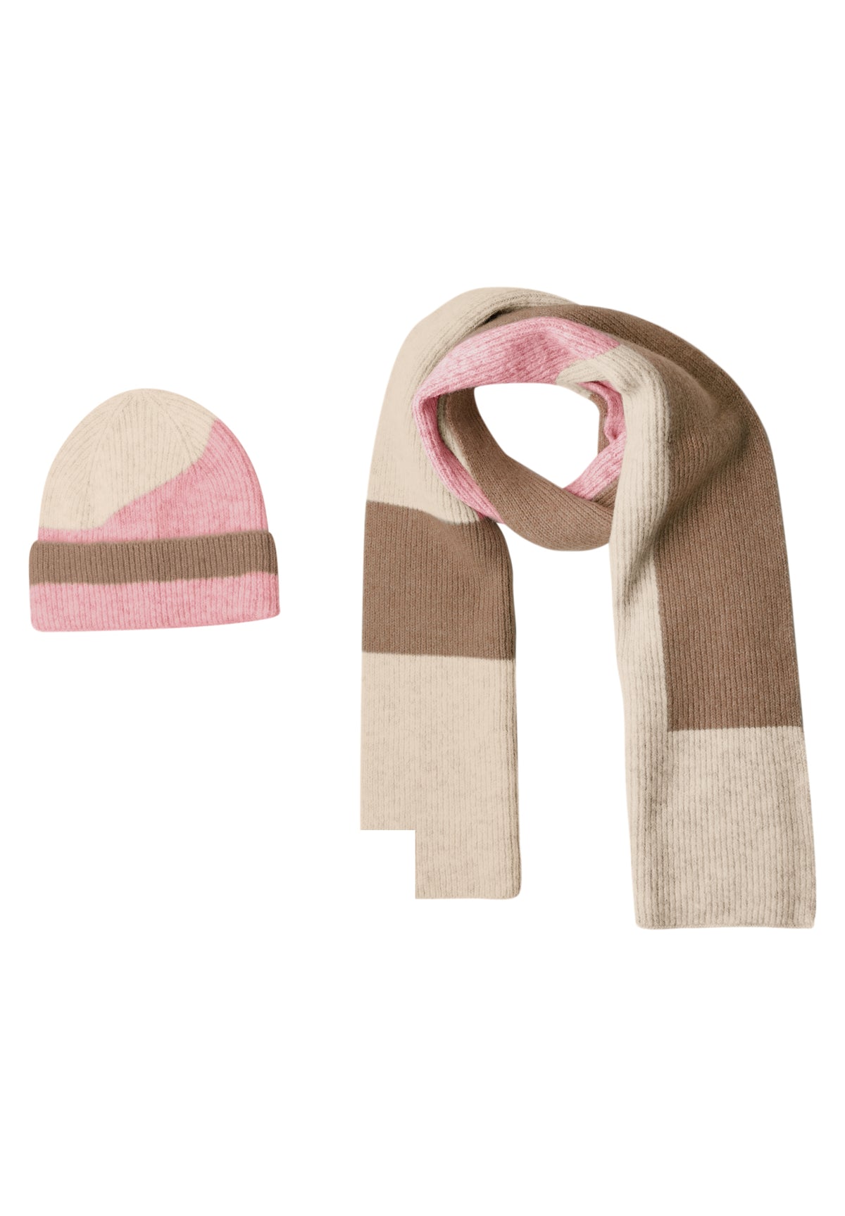 Street One Damen Schal mit Colorblock-Muster - Rosé meliert warm blush mel.