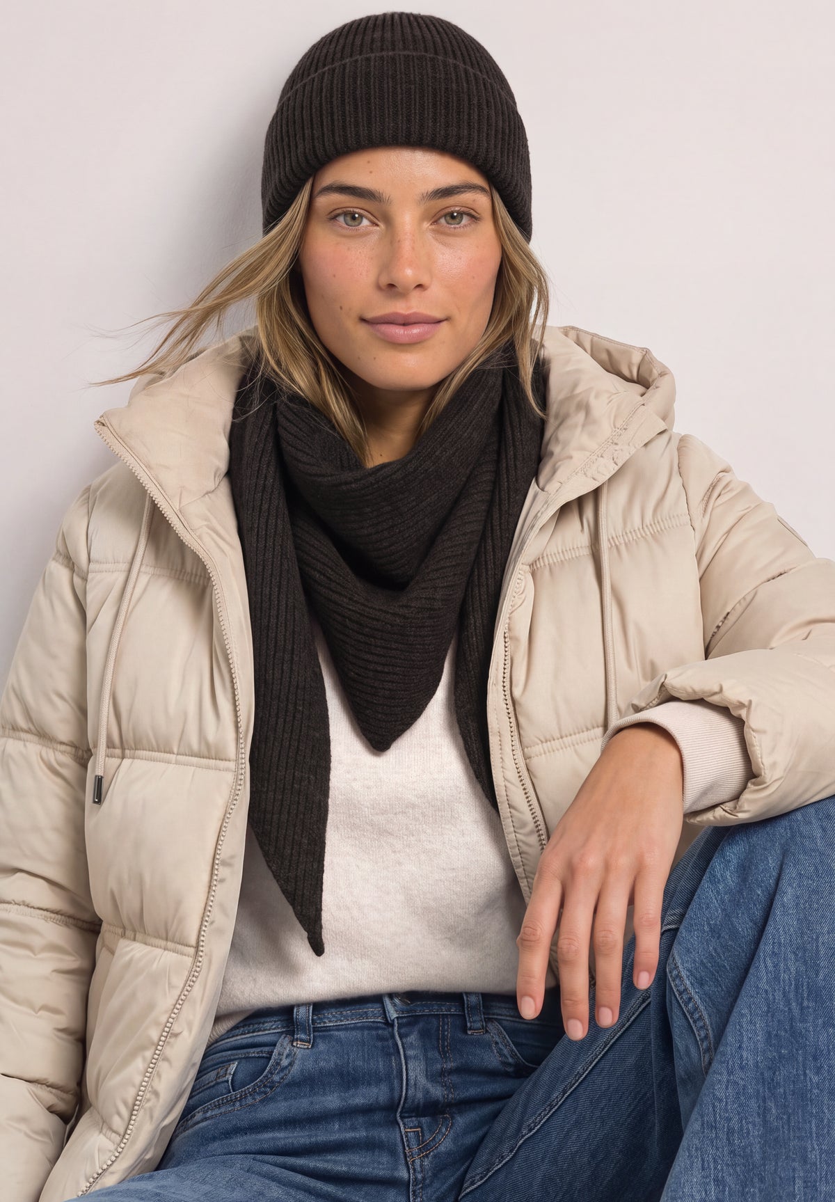 Street One Damen Beanie in Melange-Optik - Schwarz Black