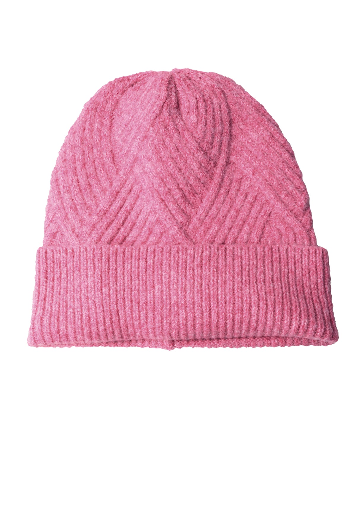 Street One Damen Beanie mit Strickmuster - Rosé meliert warm blush mel.