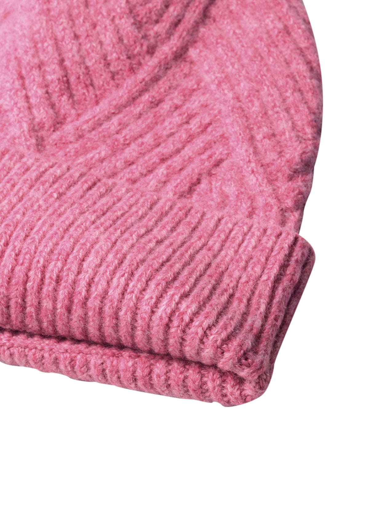 Street One Damen Beanie mit Strickmuster - Rosé meliert warm blush mel.