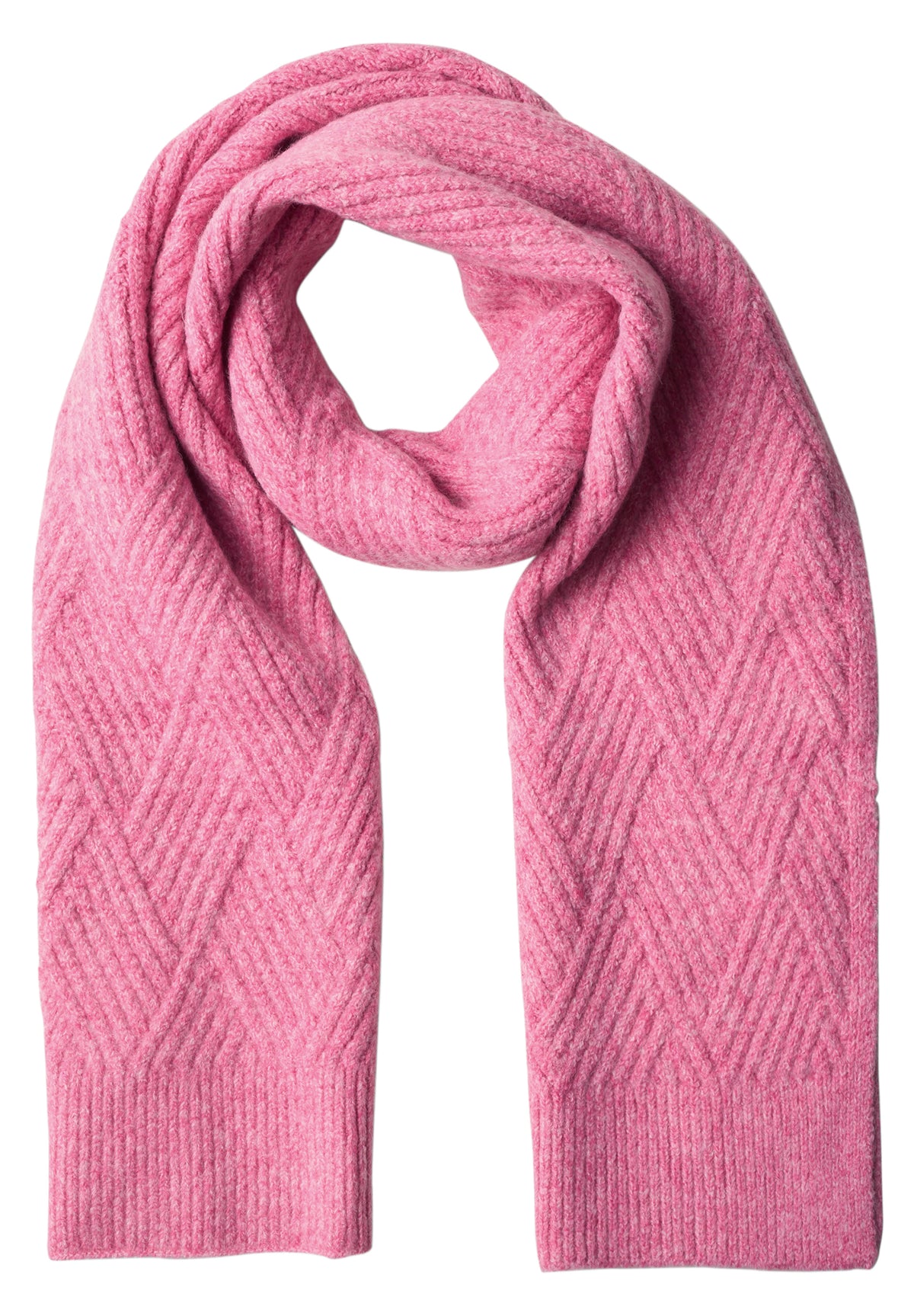 Street One Damen Langer Schal mit Strickmuster - Rosé meliert warm blush mel.
