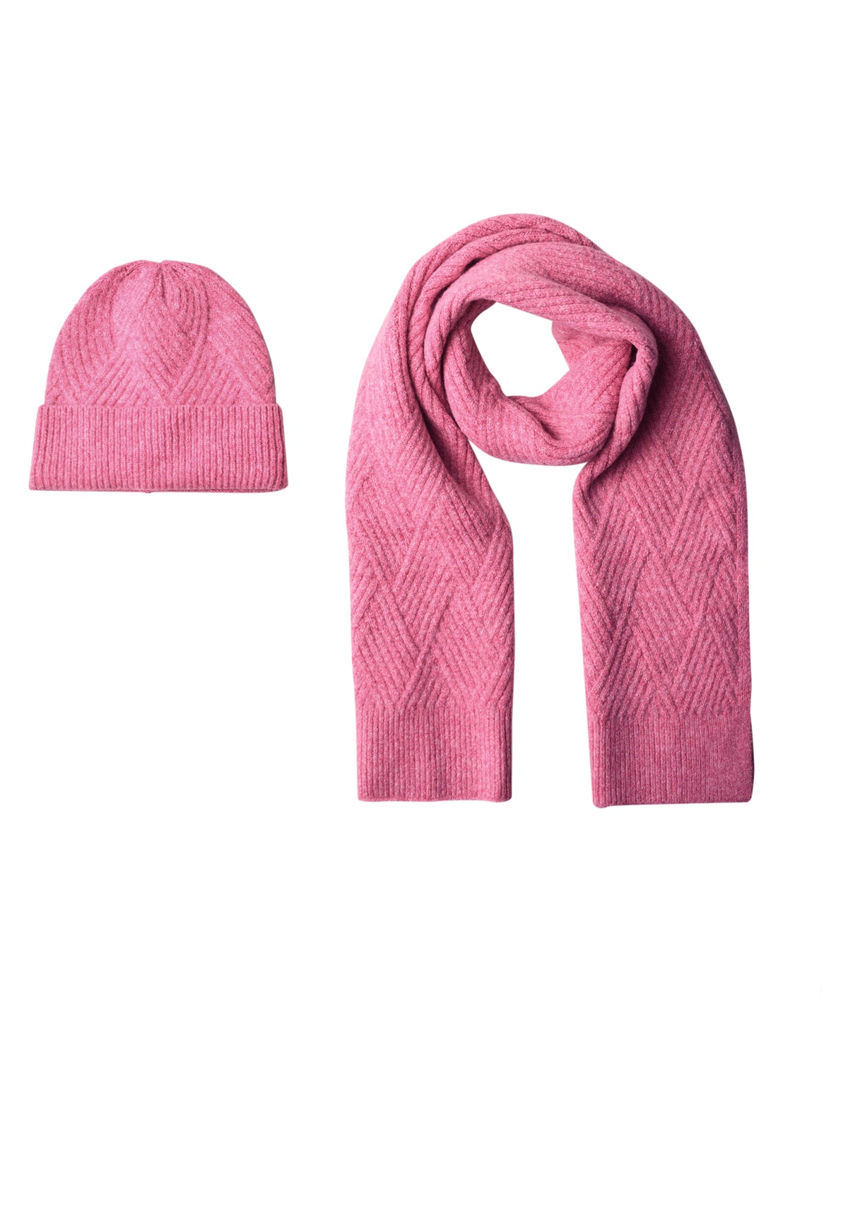 Street One Damen Langer Schal mit Strickmuster - Rosé meliert warm blush mel.