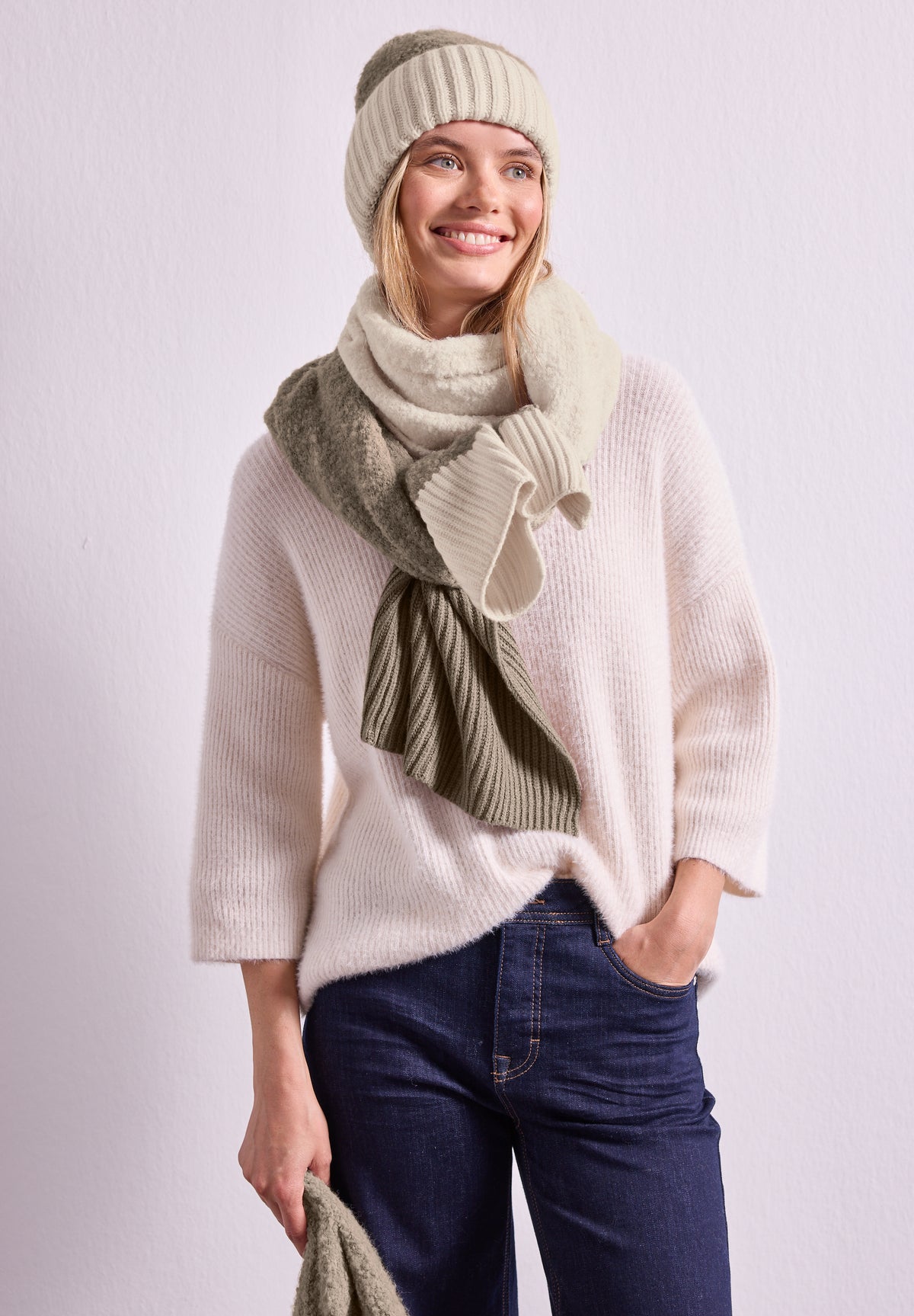 Street One Damen Bouclé-Mix Beanie - Mokkabraun Muddy Mocha