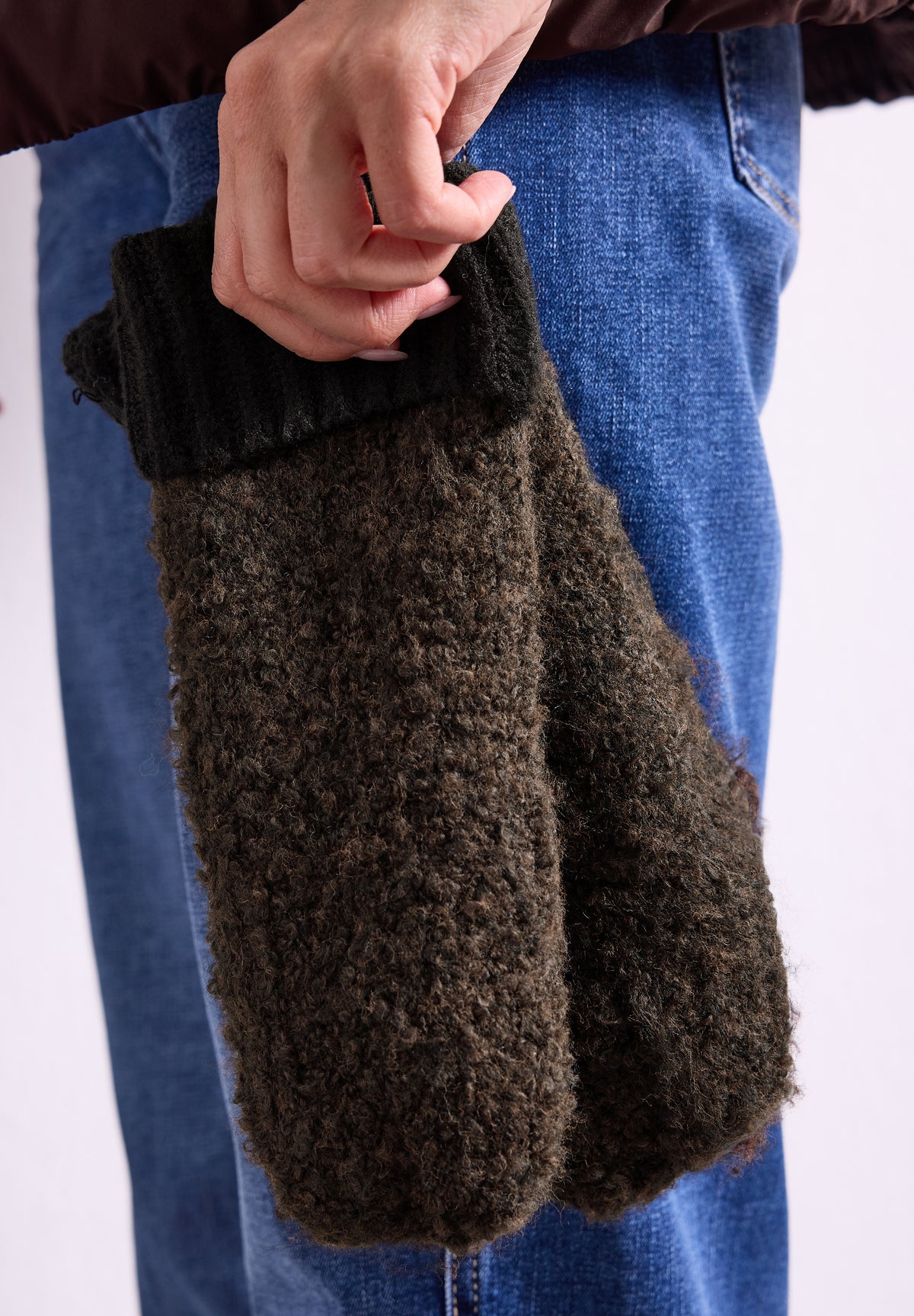 Street One Damen Bouclé-Mix Fäustlinge - Schwarz Black