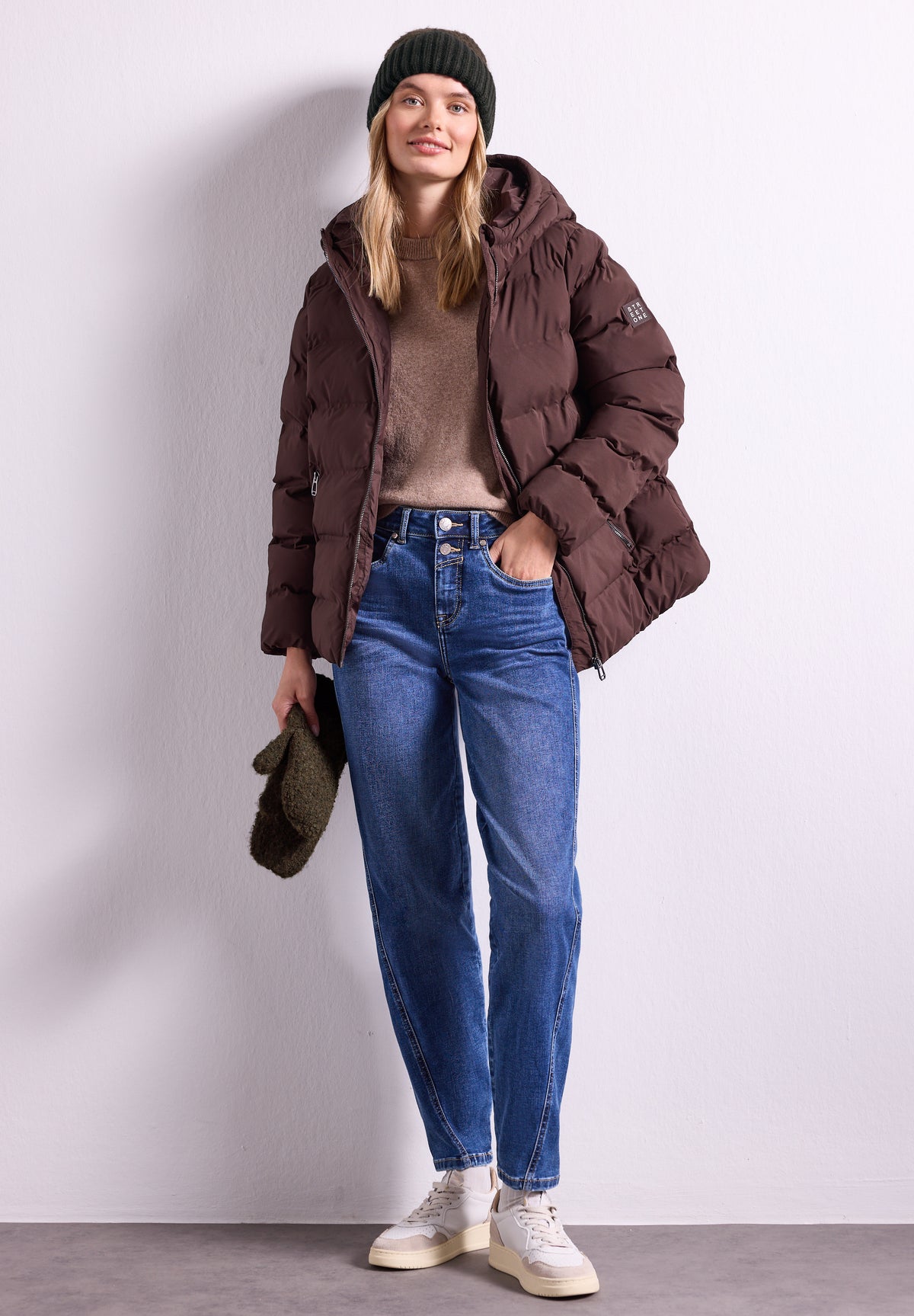 Street One Damen Bouclé-Mix Fäustlinge - Schwarz Black