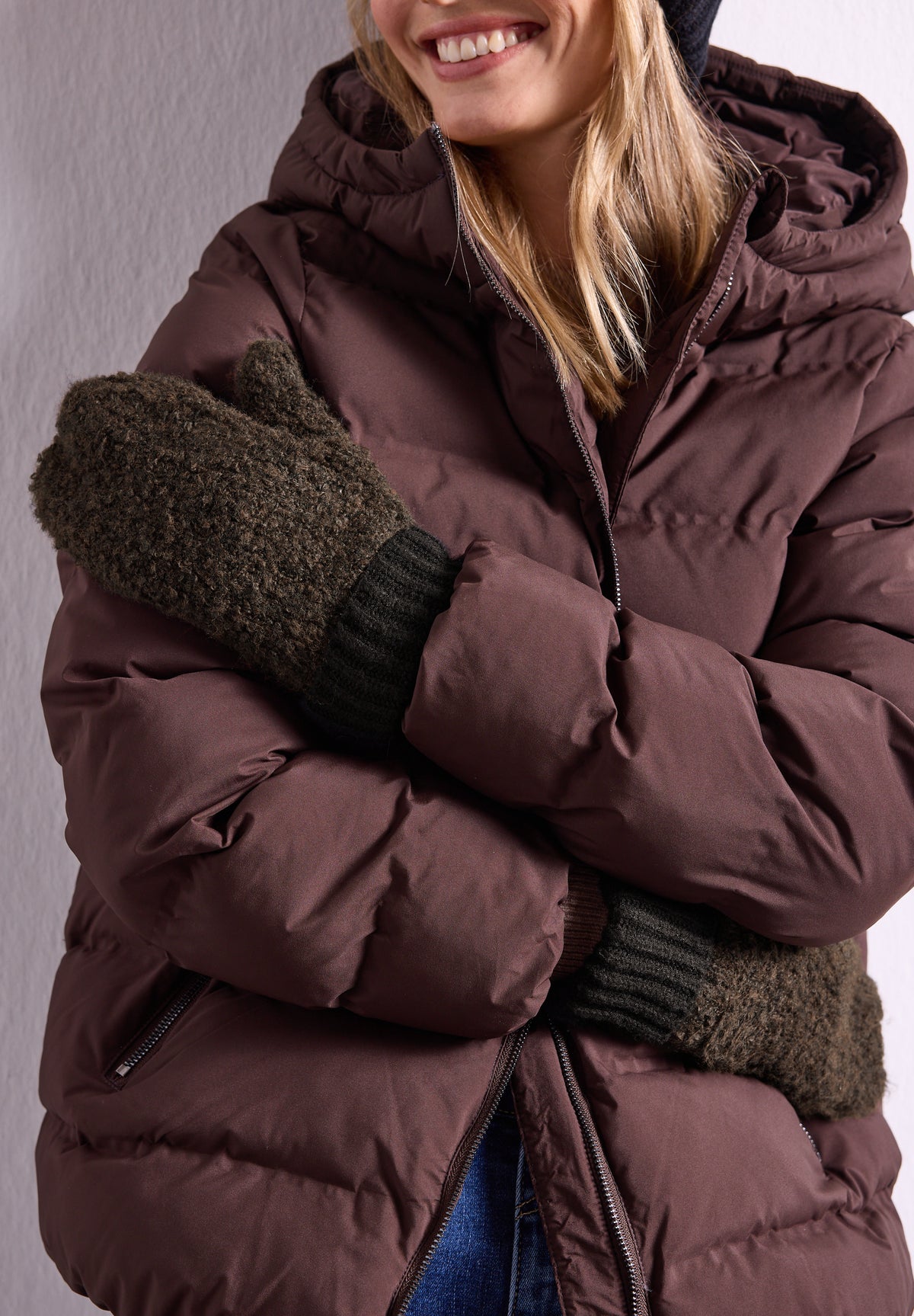 Street One Damen Bouclé-Mix Fäustlinge - Schwarz Black