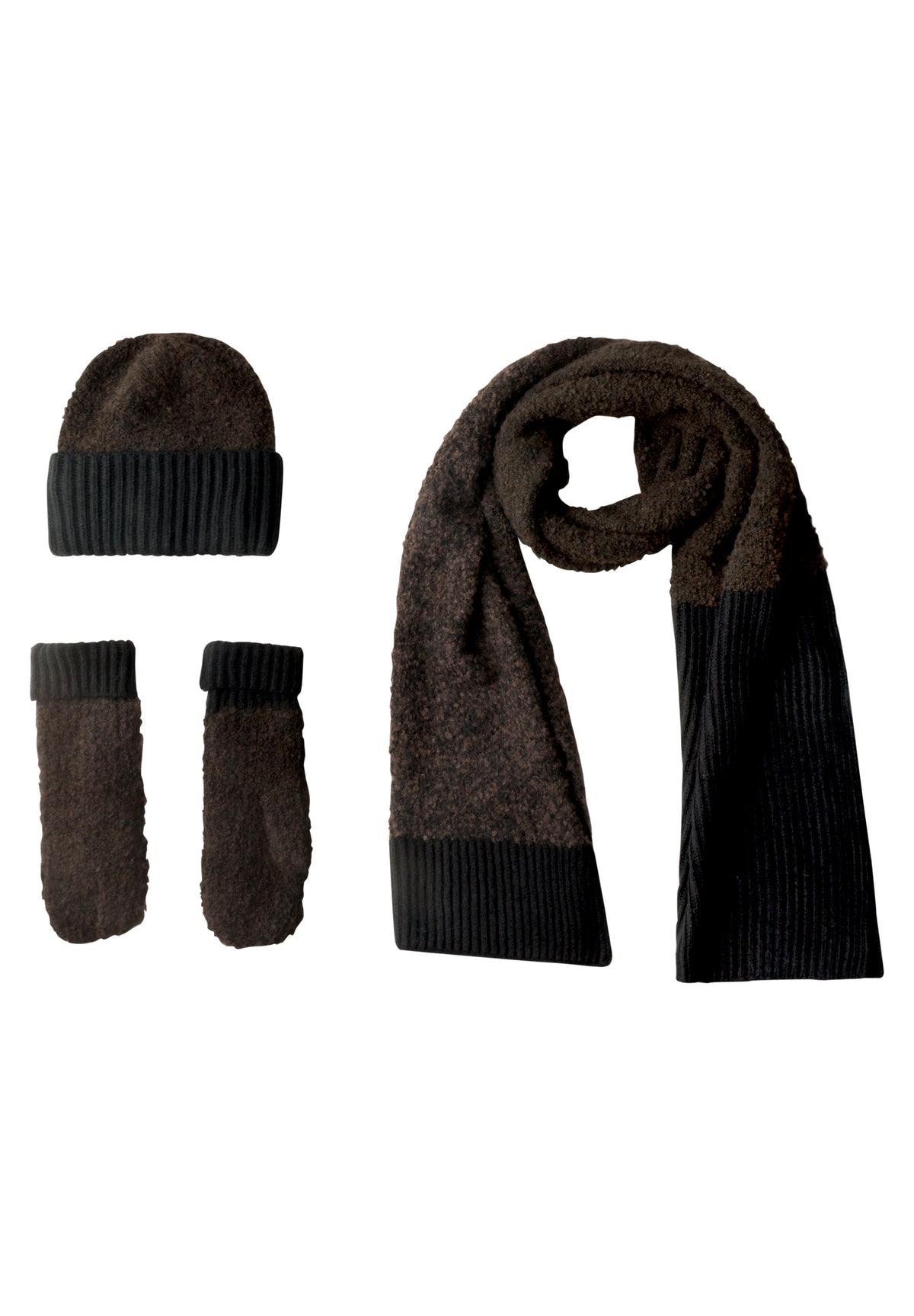 Street One Damen Bouclé-Mix Fäustlinge - Schwarz Black