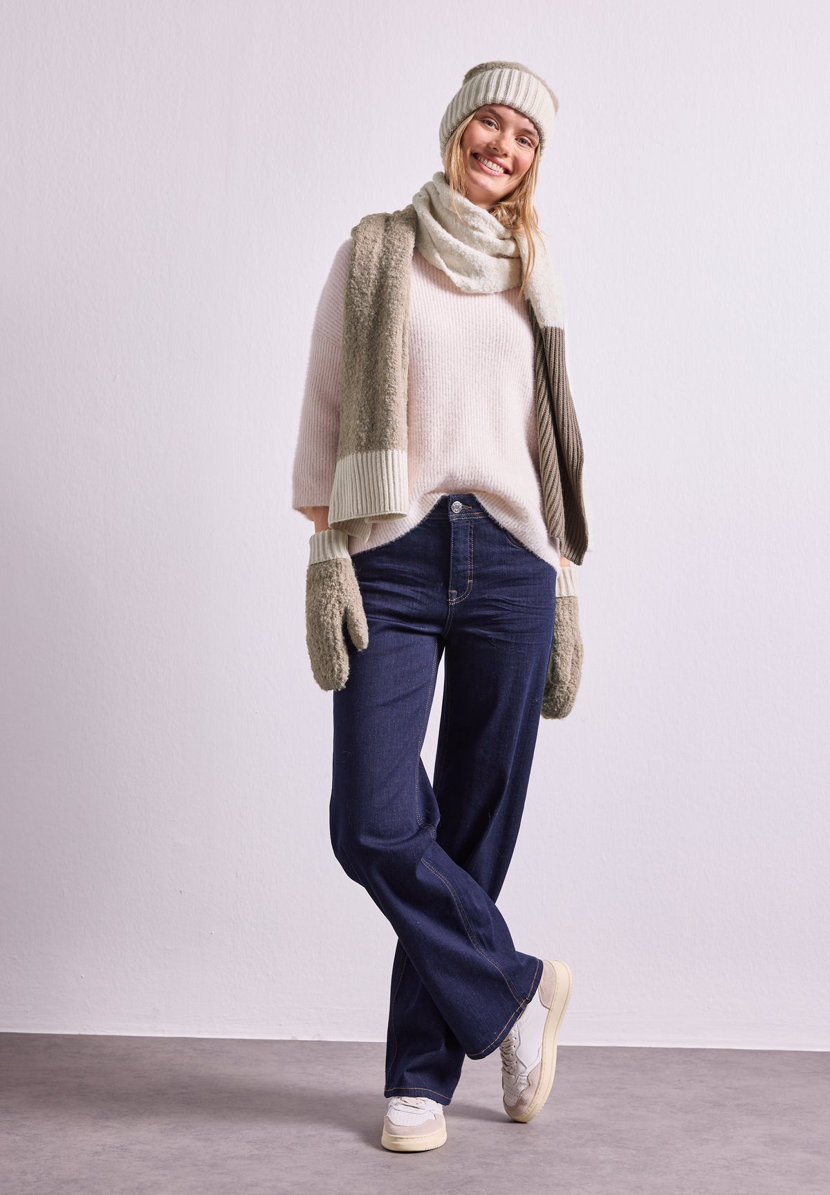 Street One Damen Bouclé-Mix Fäustlinge - Mokkabraun Muddy Mocha