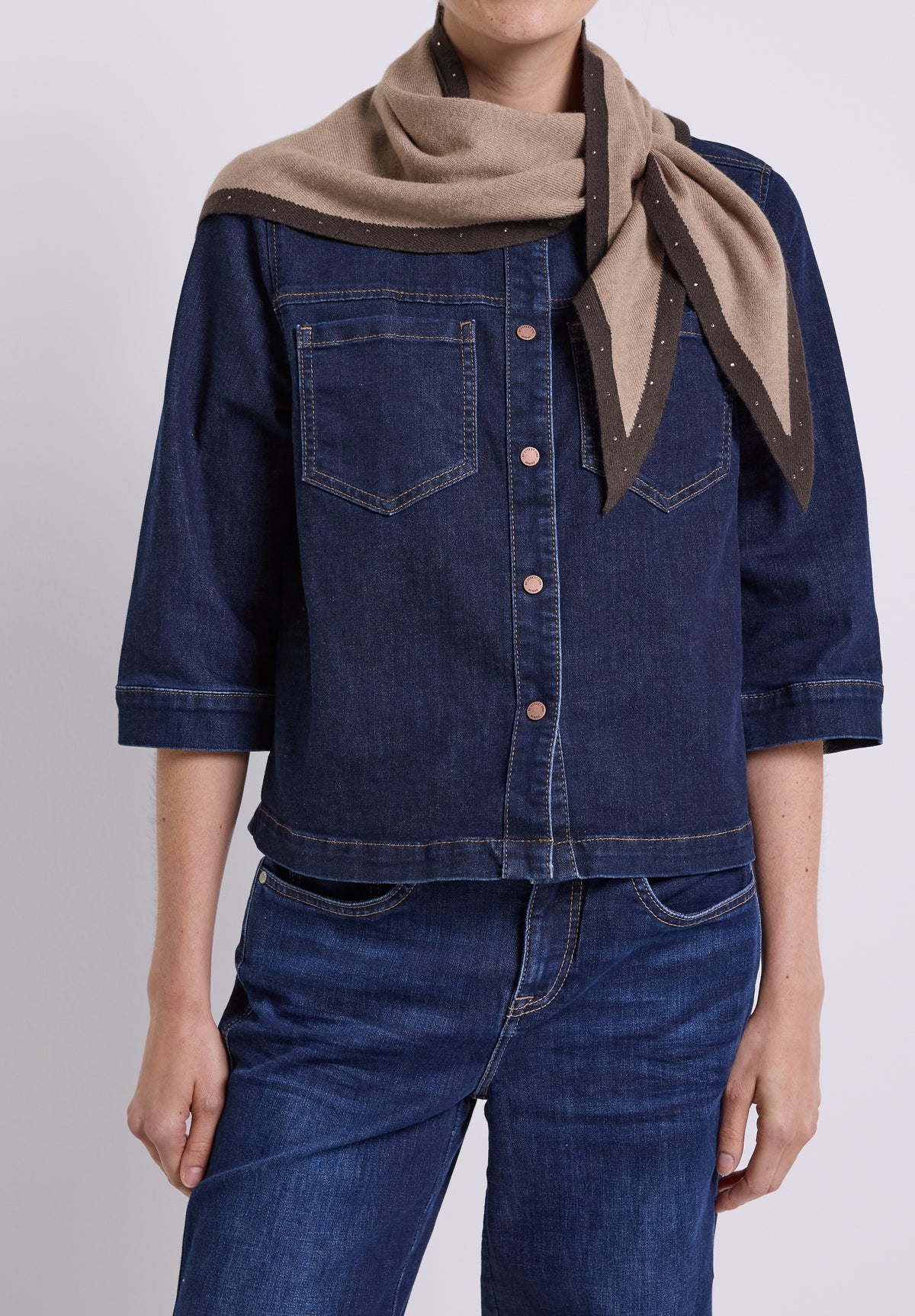 Street One Damen Mini-Dreieckstuch mit Nieten - Bernstein meliert sanded amber mel.