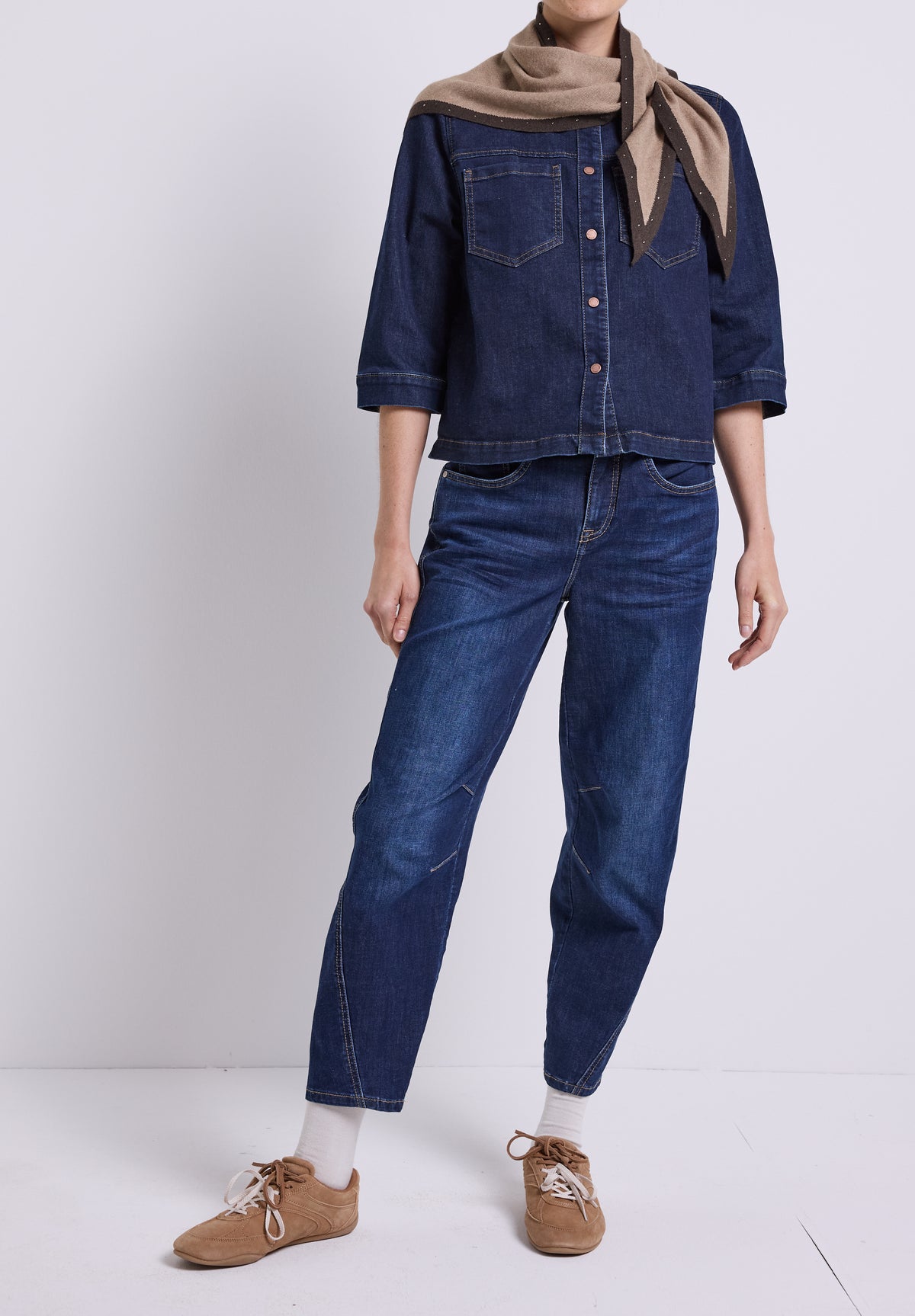 Street One Damen Mini-Dreieckstuch mit Nieten - Bernstein meliert sanded amber mel.