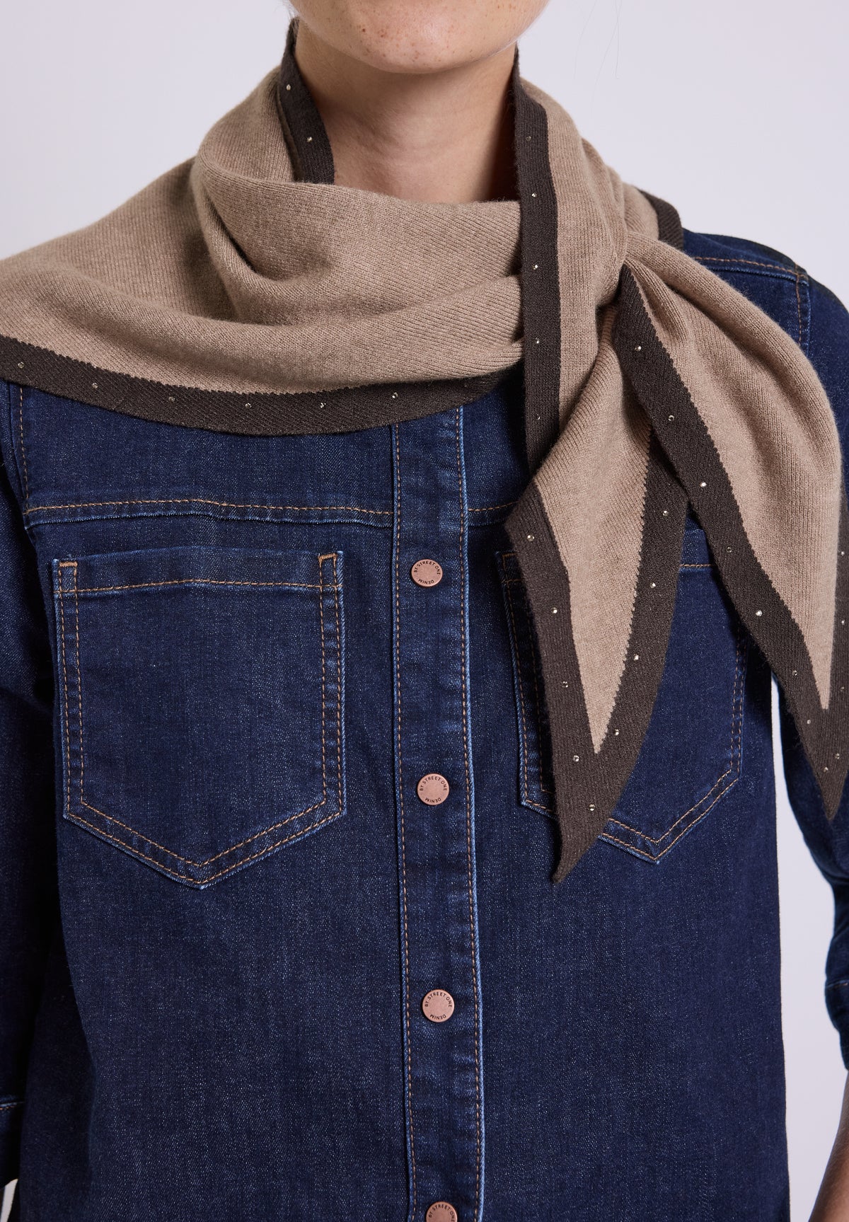 Street One Damen Mini-Dreieckstuch mit Nieten - Bernstein meliert sanded amber mel.