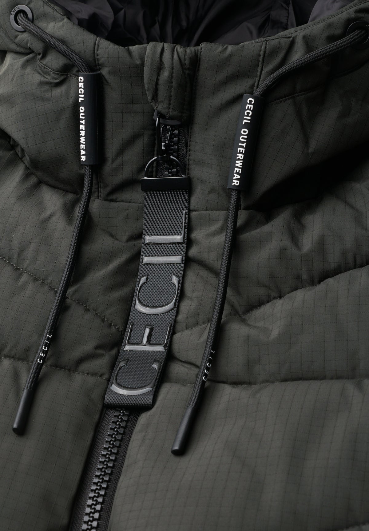 CECIL Damen Steppmantel mit Kapuze - Olivgrün olive night