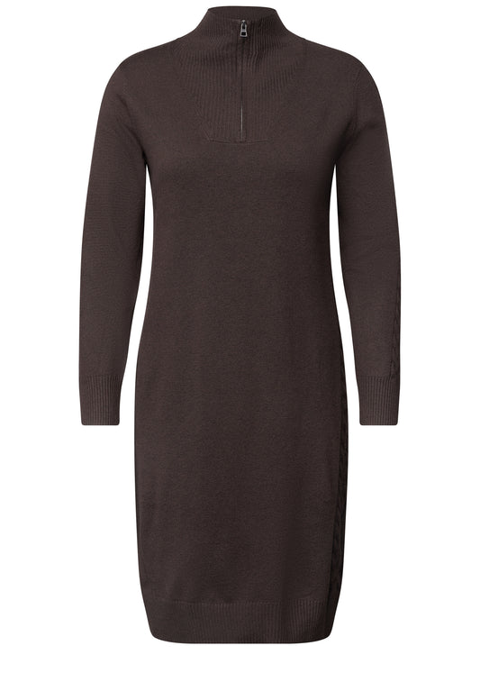 CECIL Damen Strickkleid mit Troyerkragen - Braun meliert truffle brown melange